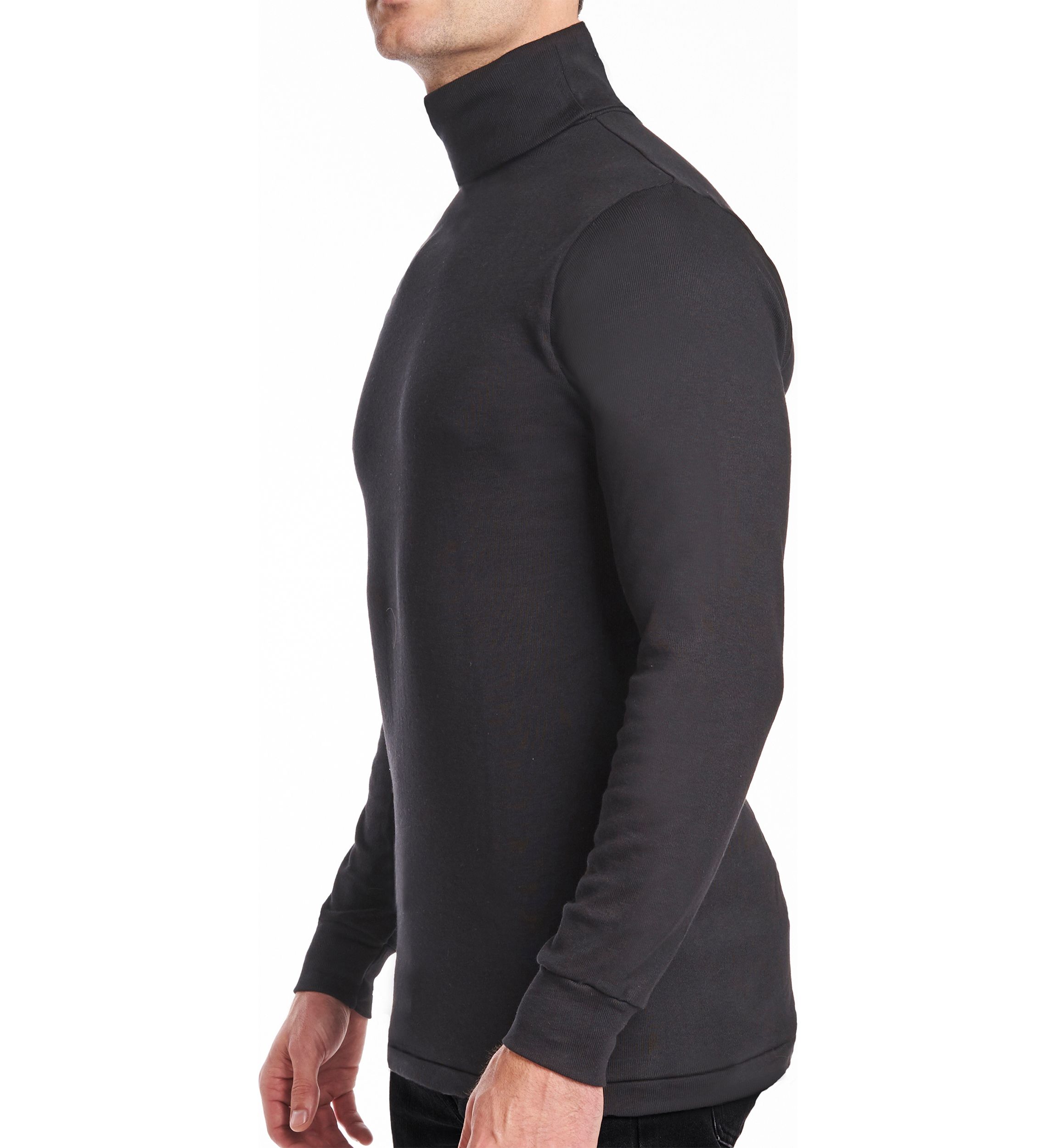Mens Rib Cotton Blend Turtleneck Shirt 