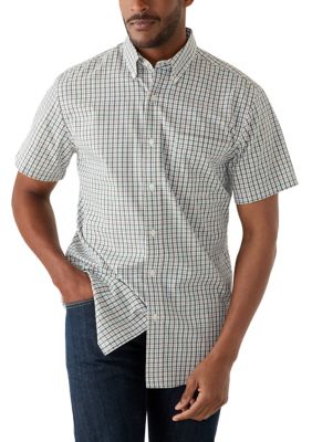 Saddlebred Men's Short Sleeve Easycare Plaid Shirt, Green, 2XL
