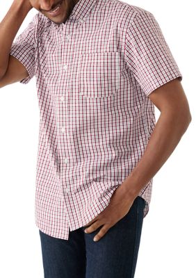 Saddlebred Men's Short Sleeve Easycare Plaid Shirt, Red, Large