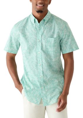 Saddlebred Men's Short Sleeve Easycare Print Shirt, Green, 2XL