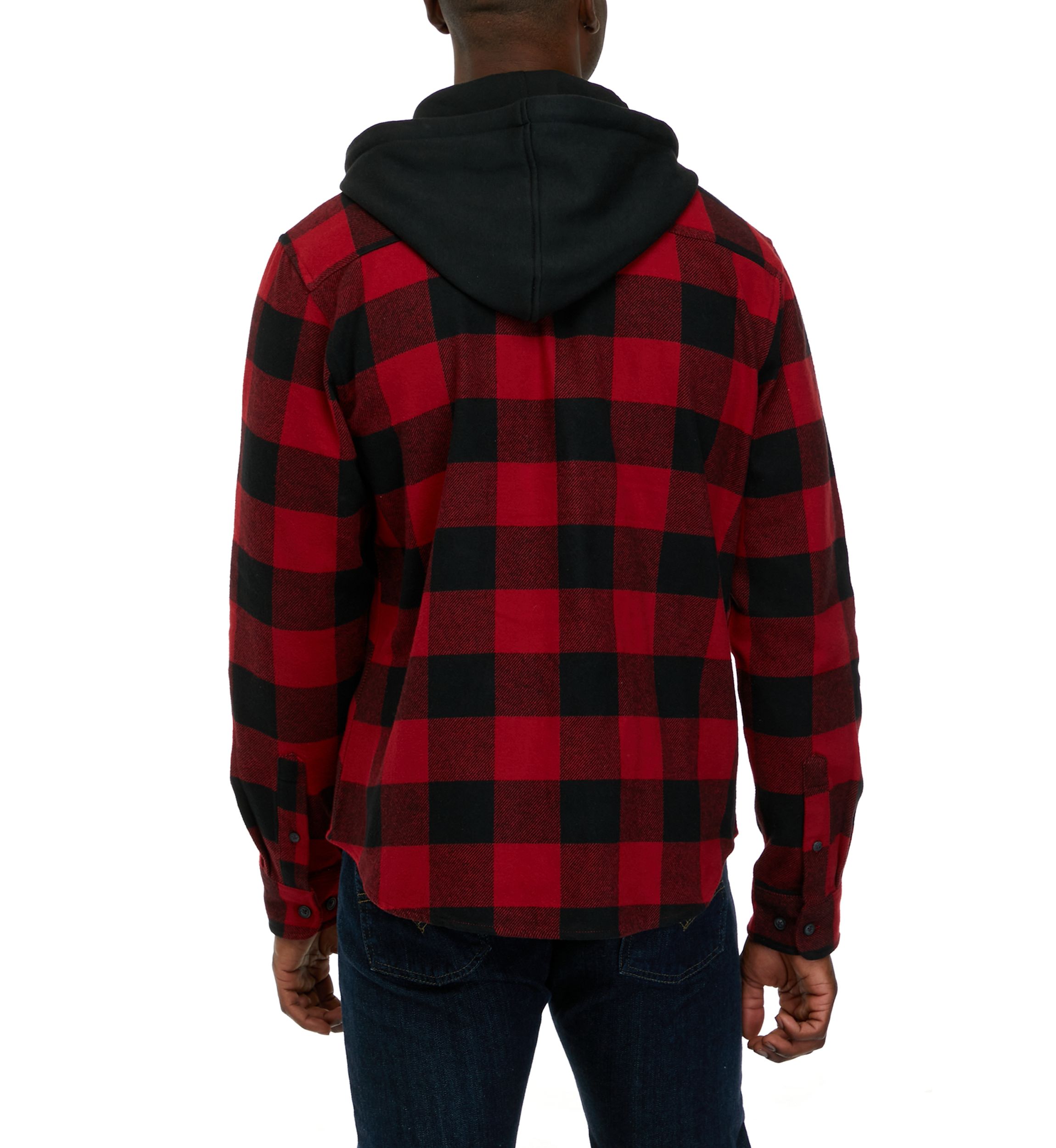 Long Sleeve Hooded Flannel Shirt