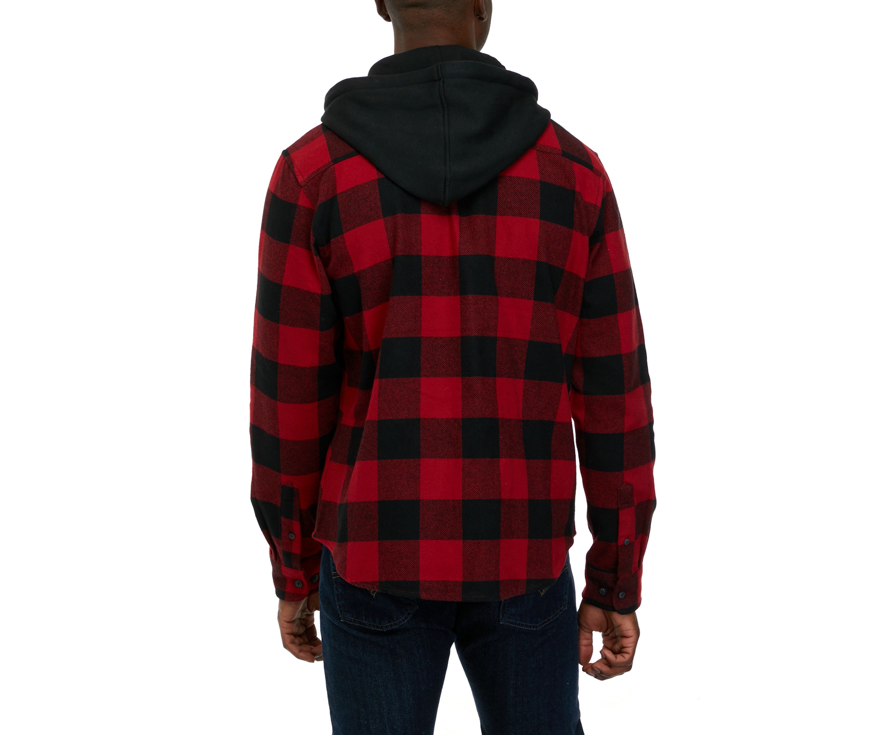 Long Sleeve Hooded Flannel Shirt