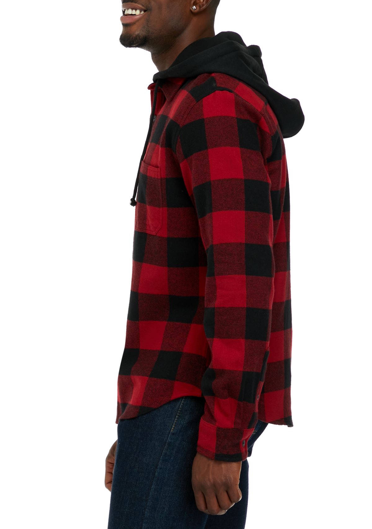 Long Sleeve Hooded Flannel Shirt