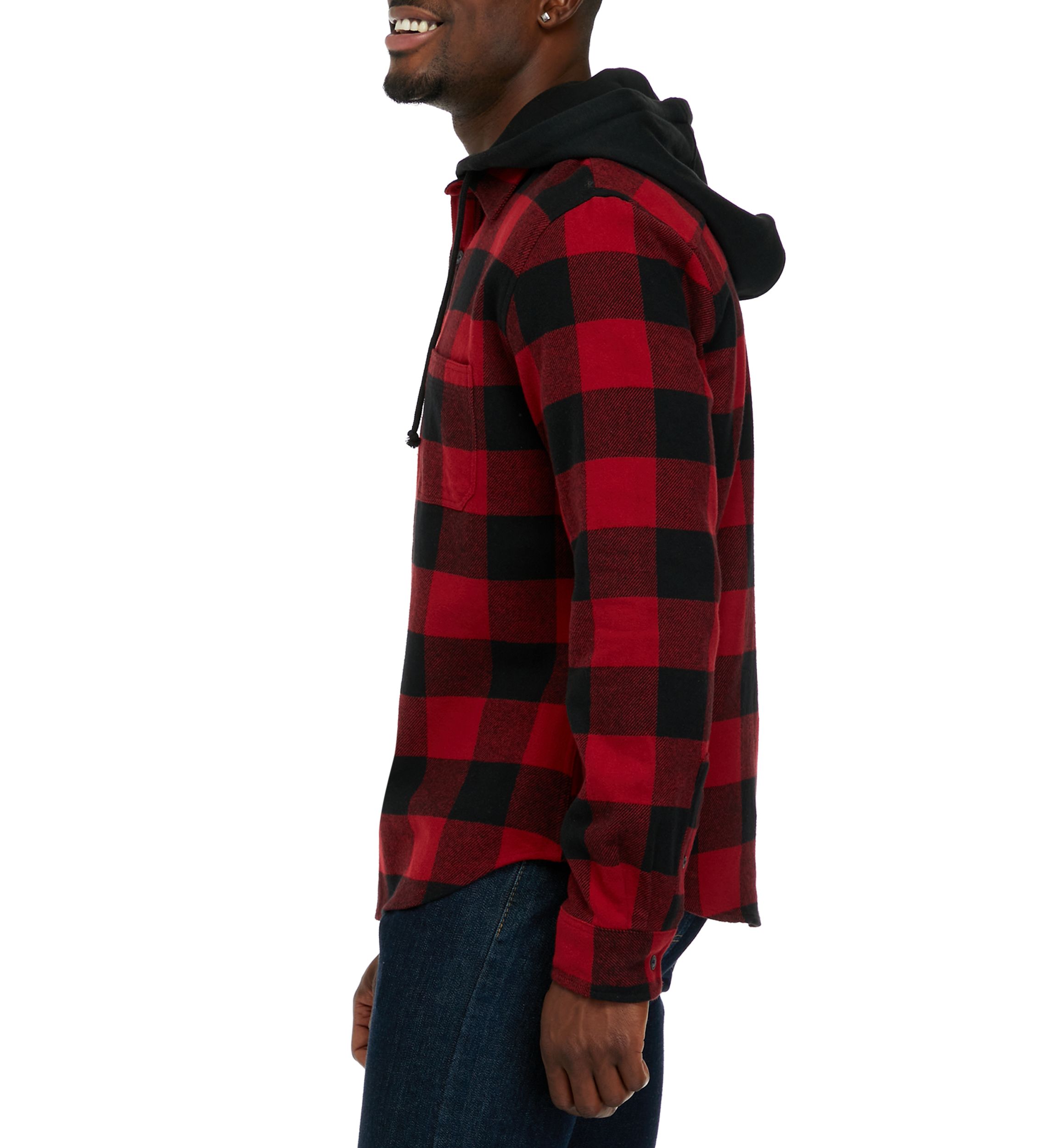 Long Sleeve Hooded Flannel Shirt