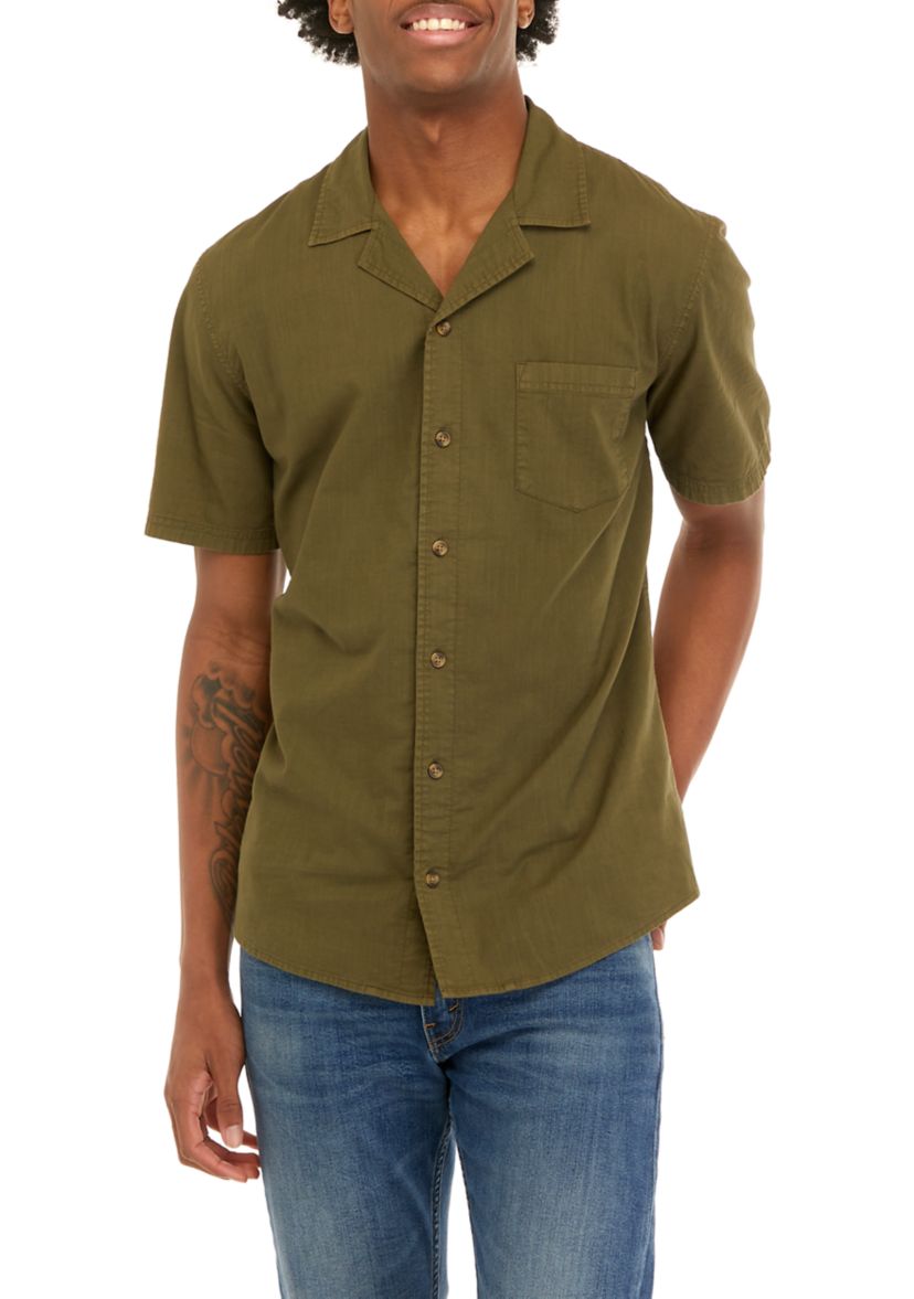Short Sleeve Woven Slub Camp Shirt 