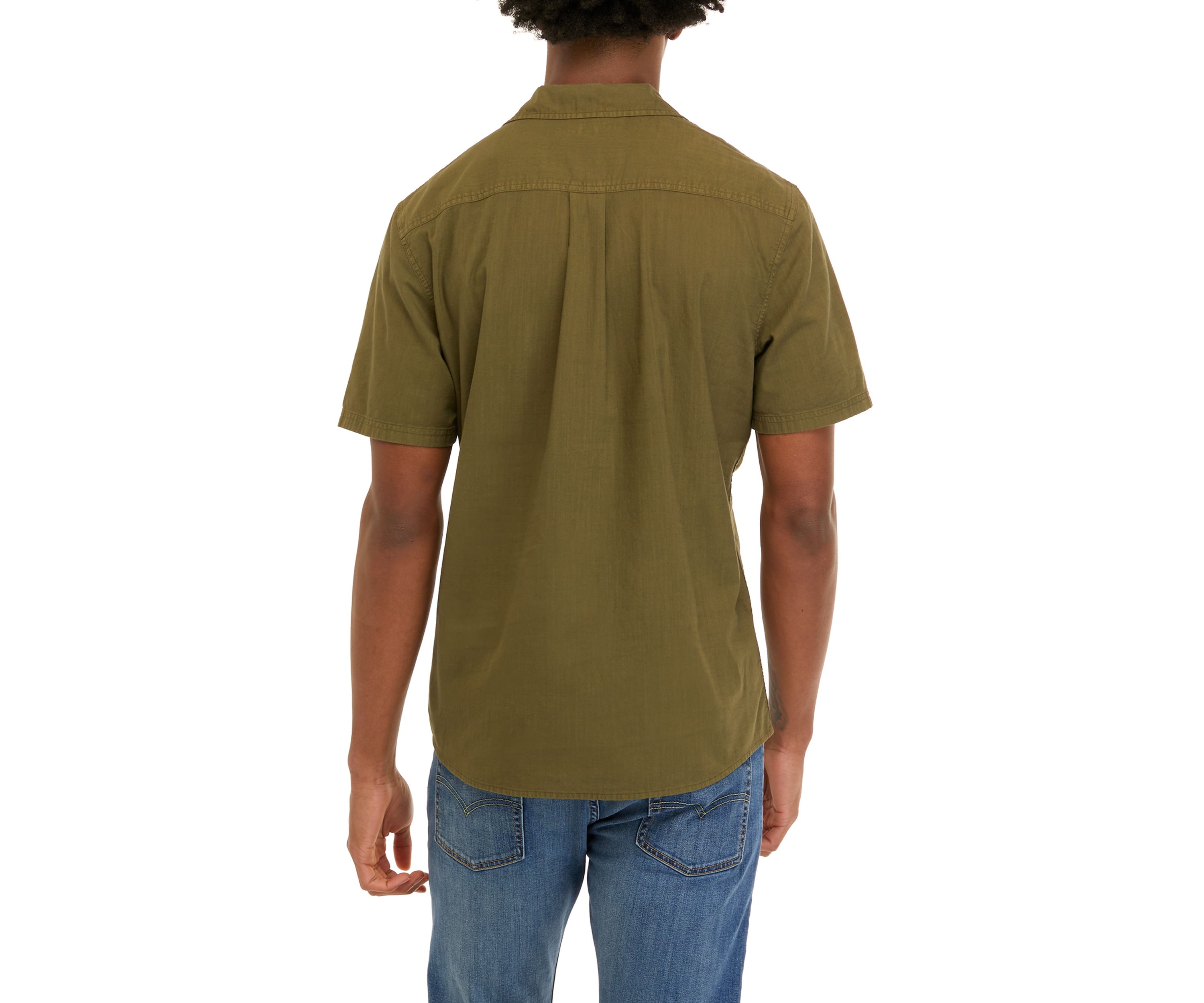 Short Sleeve Woven Slub Camp Shirt 
