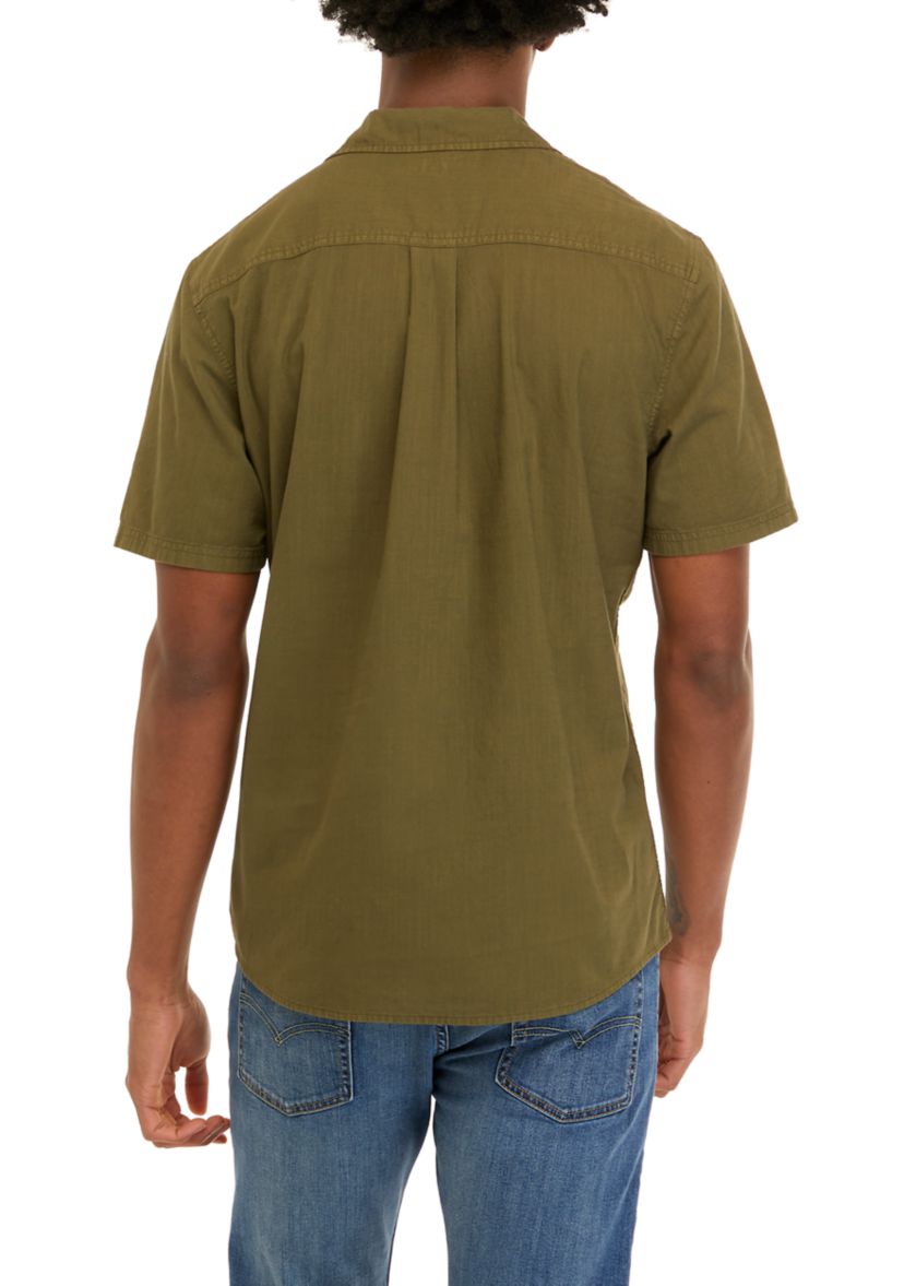 Short Sleeve Woven Slub Camp Shirt 