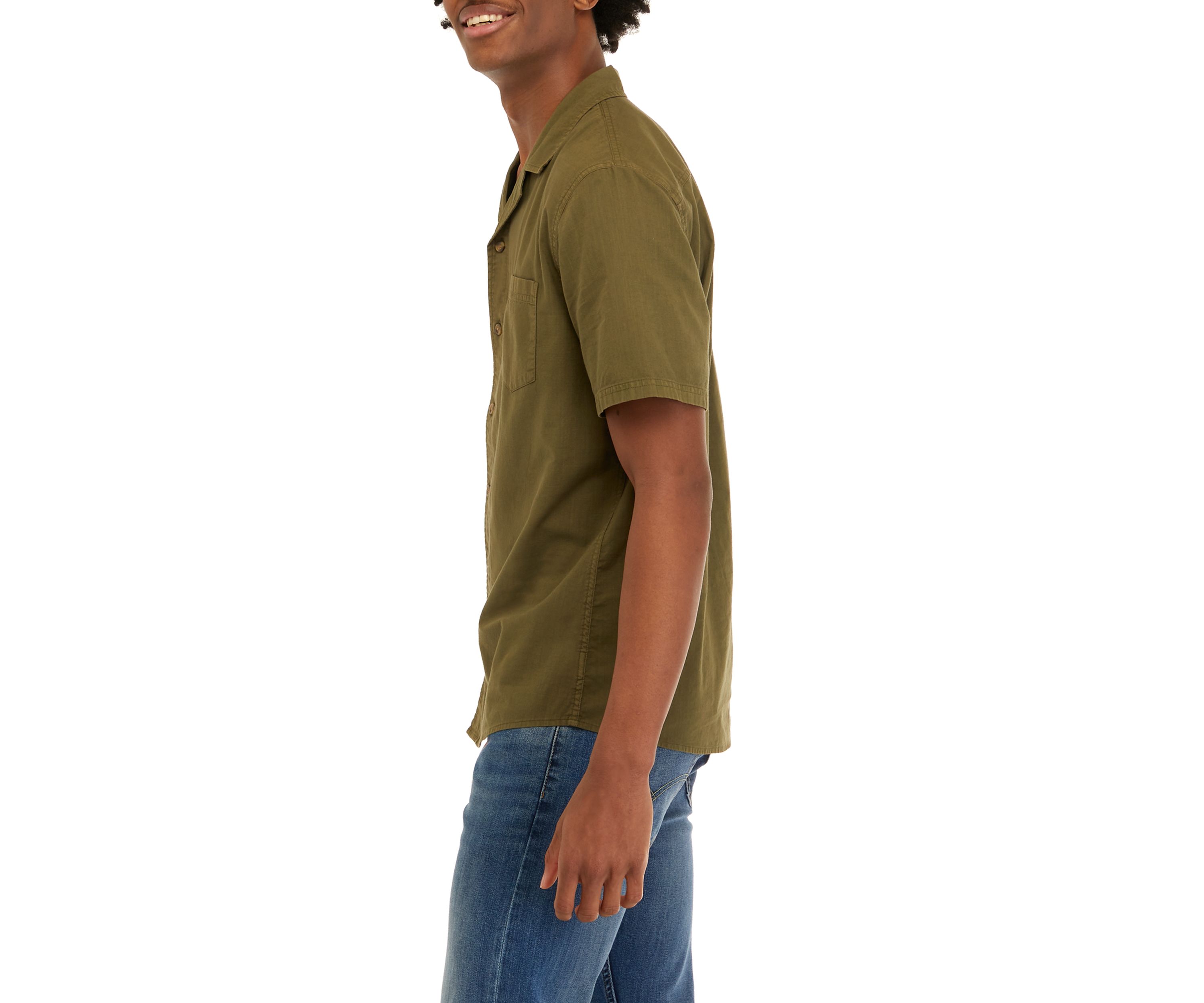 Short Sleeve Woven Slub Camp Shirt 