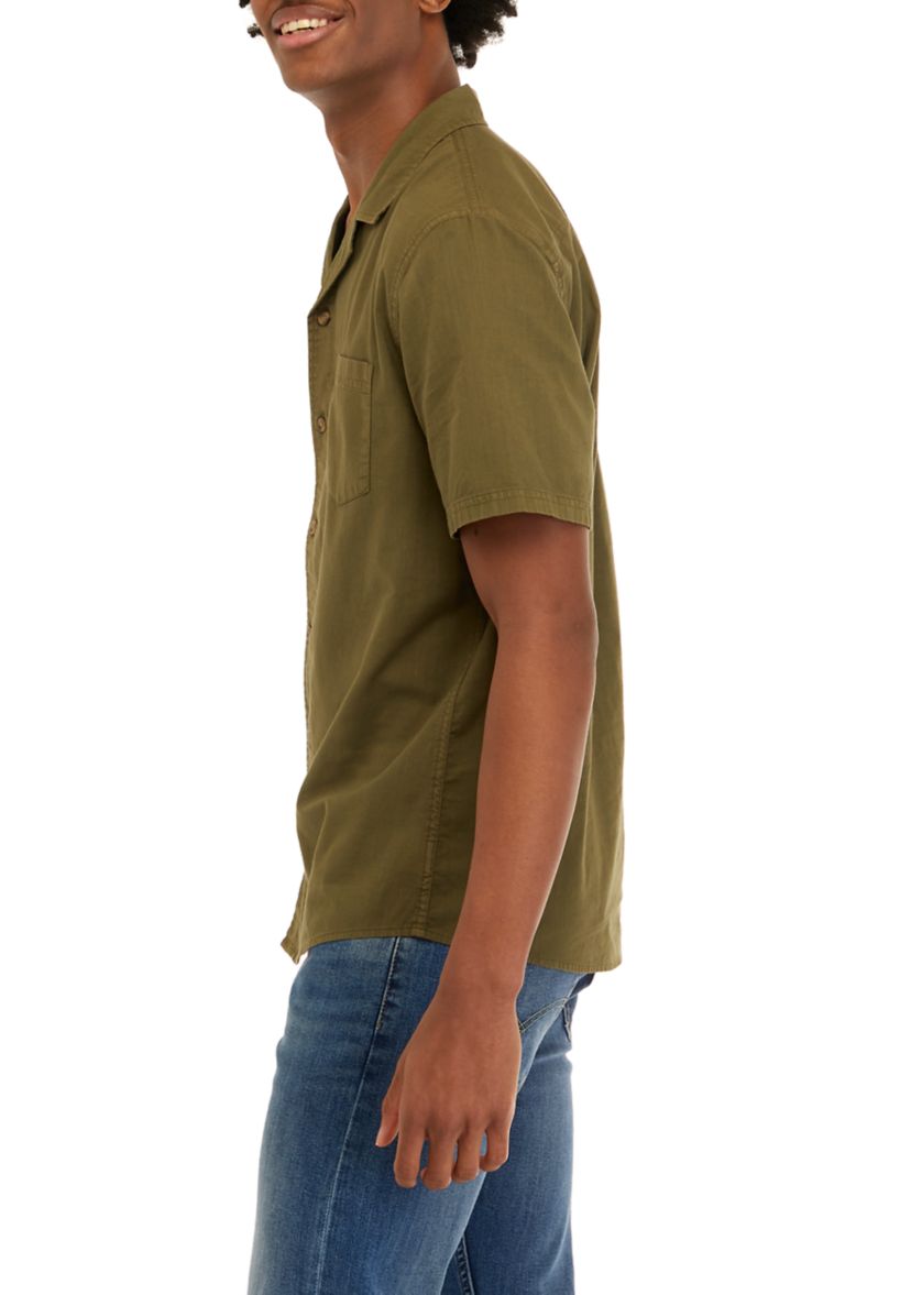 Short Sleeve Woven Slub Camp Shirt 