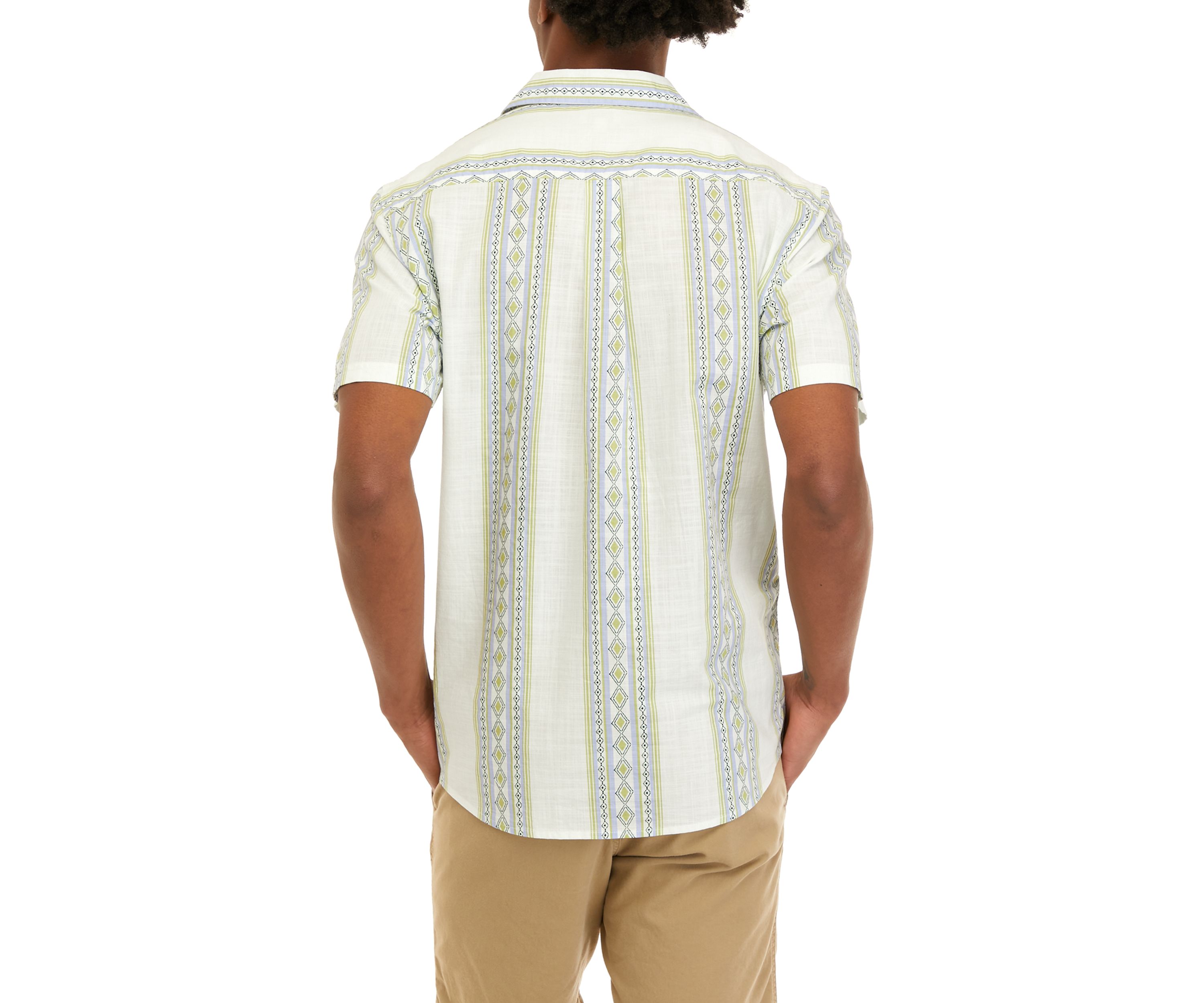 Short Sleeve Slub Woven Printed Camp Shirt