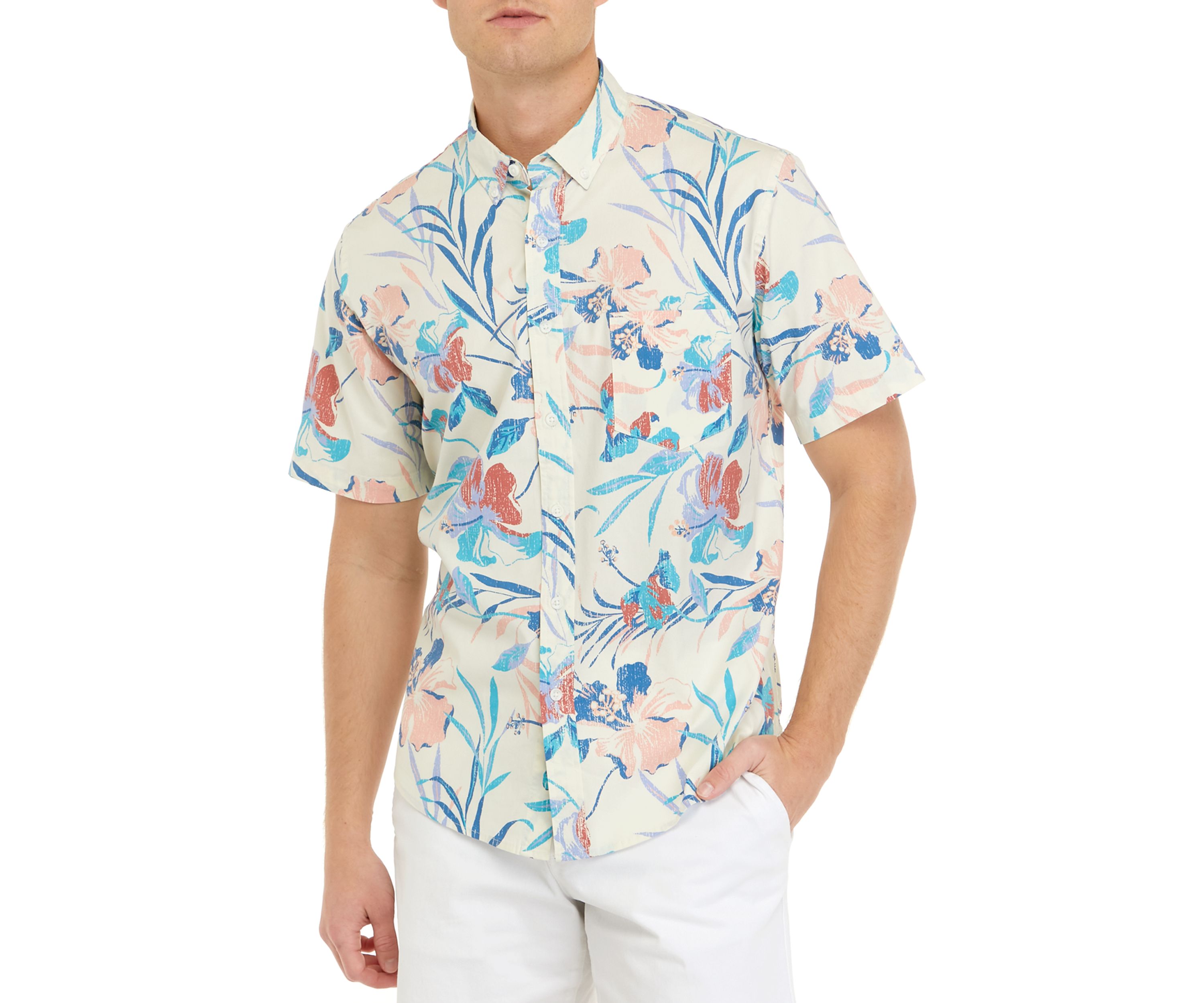 Short Sleeve Poplin Printed Shirt
