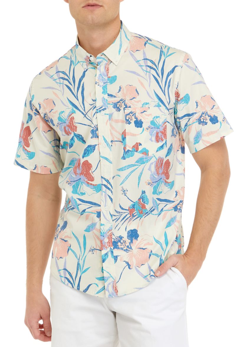 Short Sleeve Poplin Printed Shirt