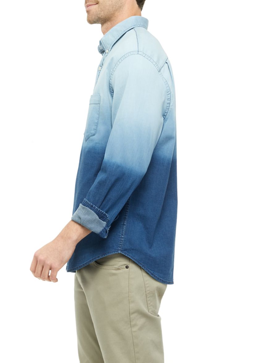 Long Sleeve Ombré Button Down Shirt 