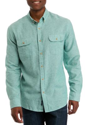 Crown & Ivy™ Men's Long Sleeve Woven Linen Shirt | belk