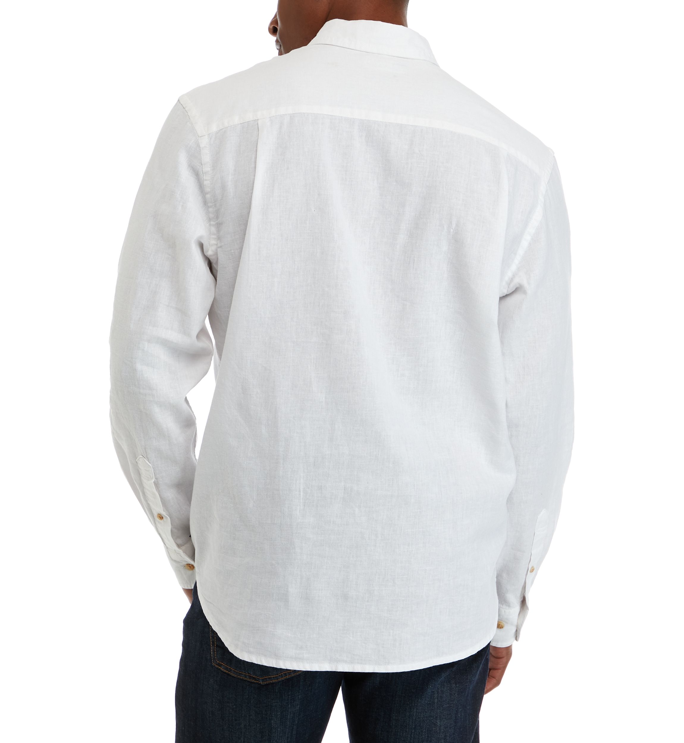Mens Long Sleeve Woven Linen Shirt 