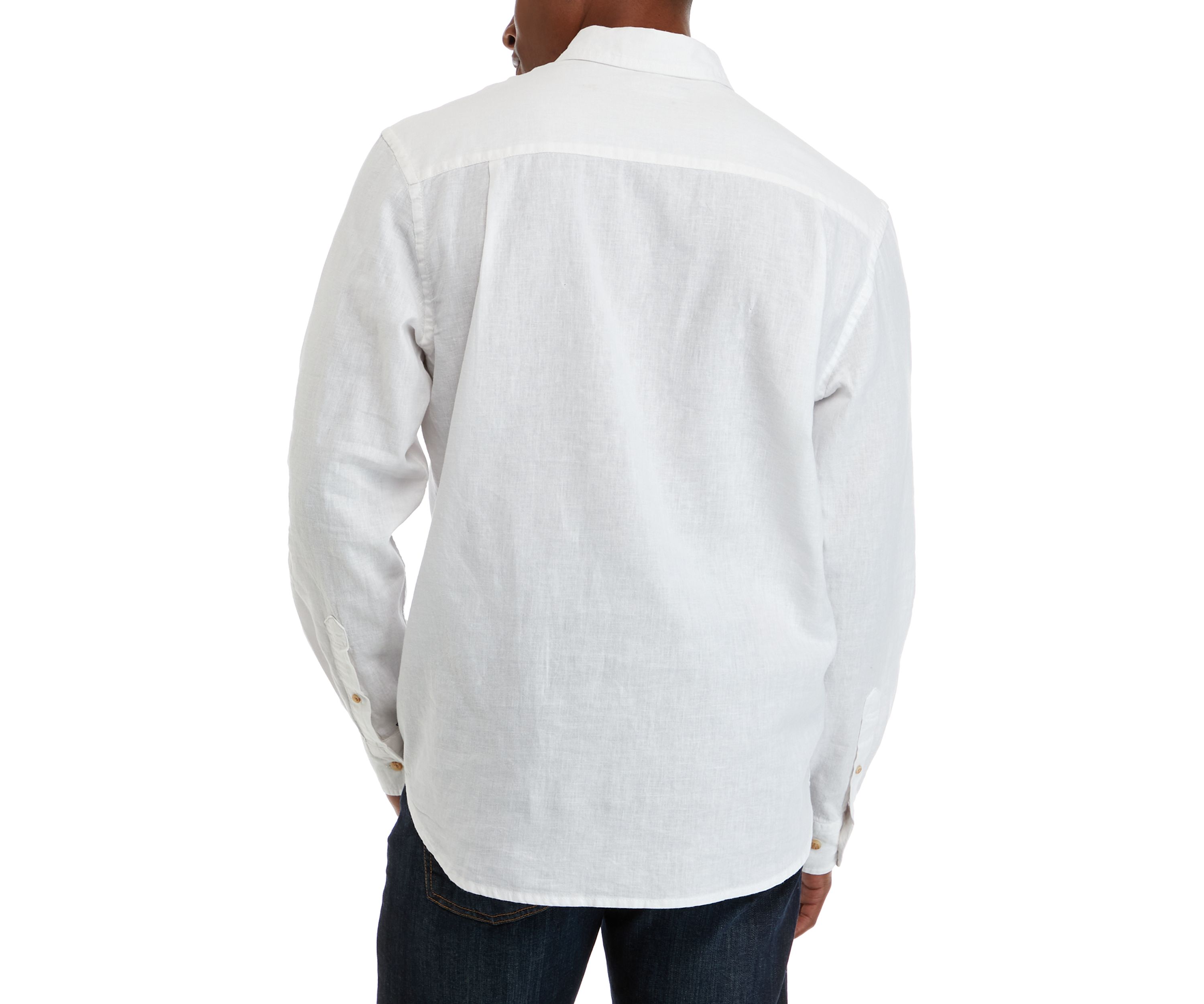 Mens Long Sleeve Woven Linen Shirt 