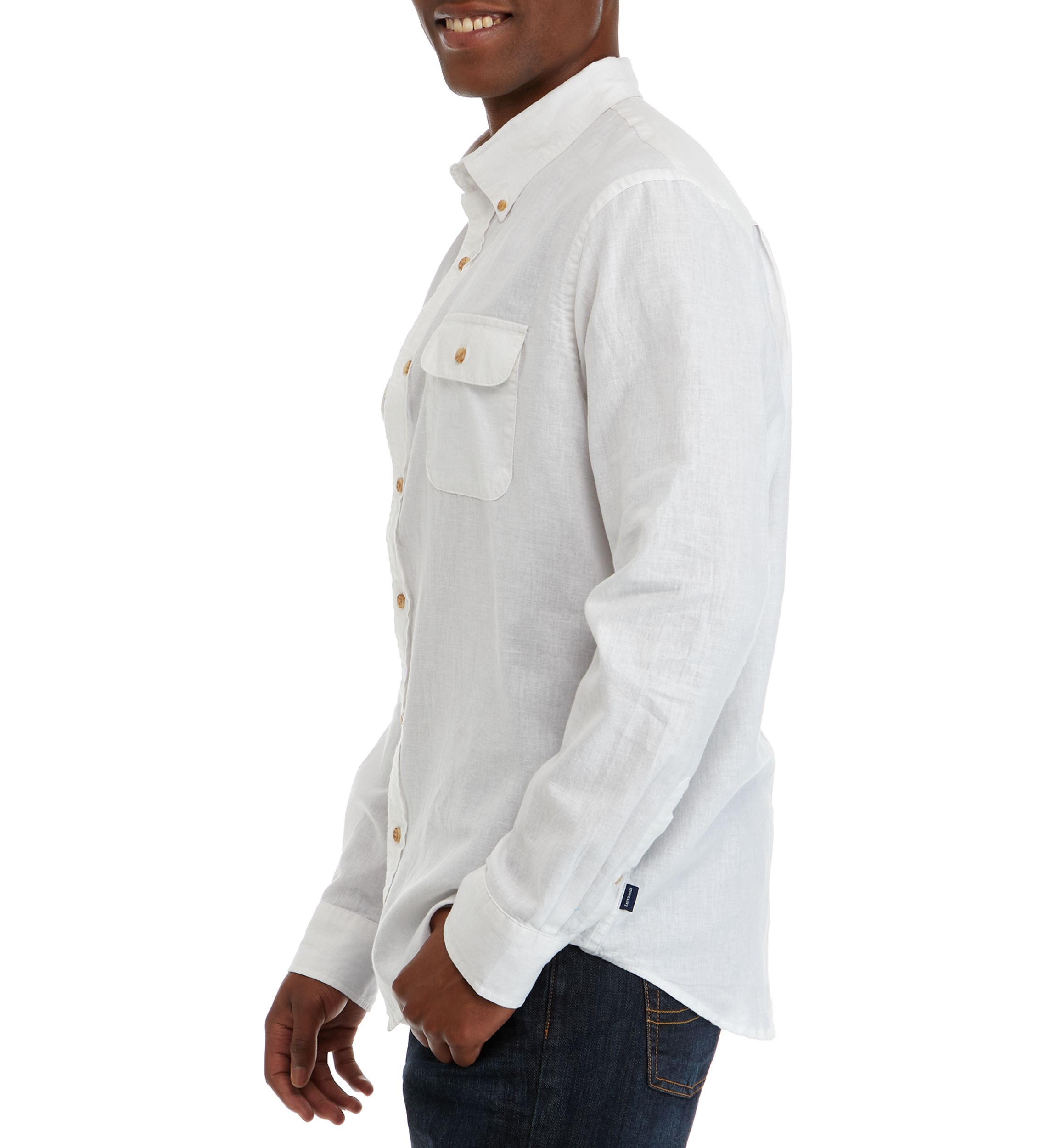 Mens Long Sleeve Woven Linen Shirt 