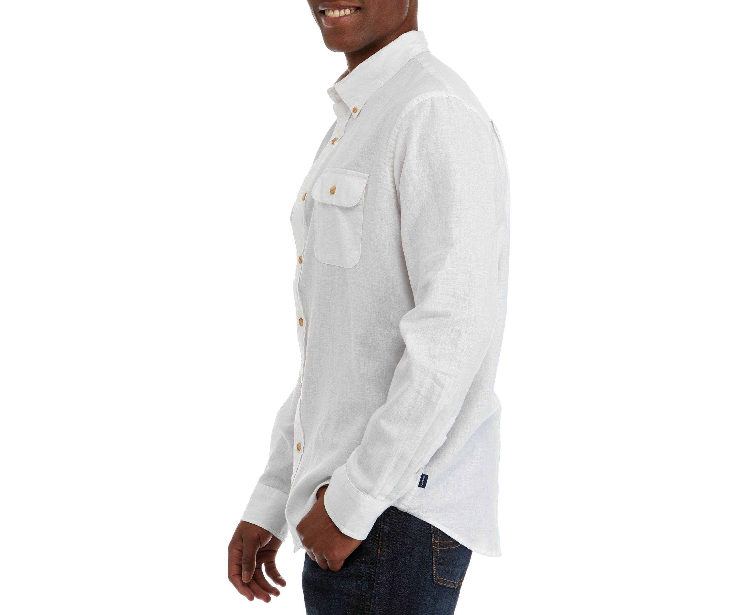 Mens Long Sleeve Woven Linen Shirt 