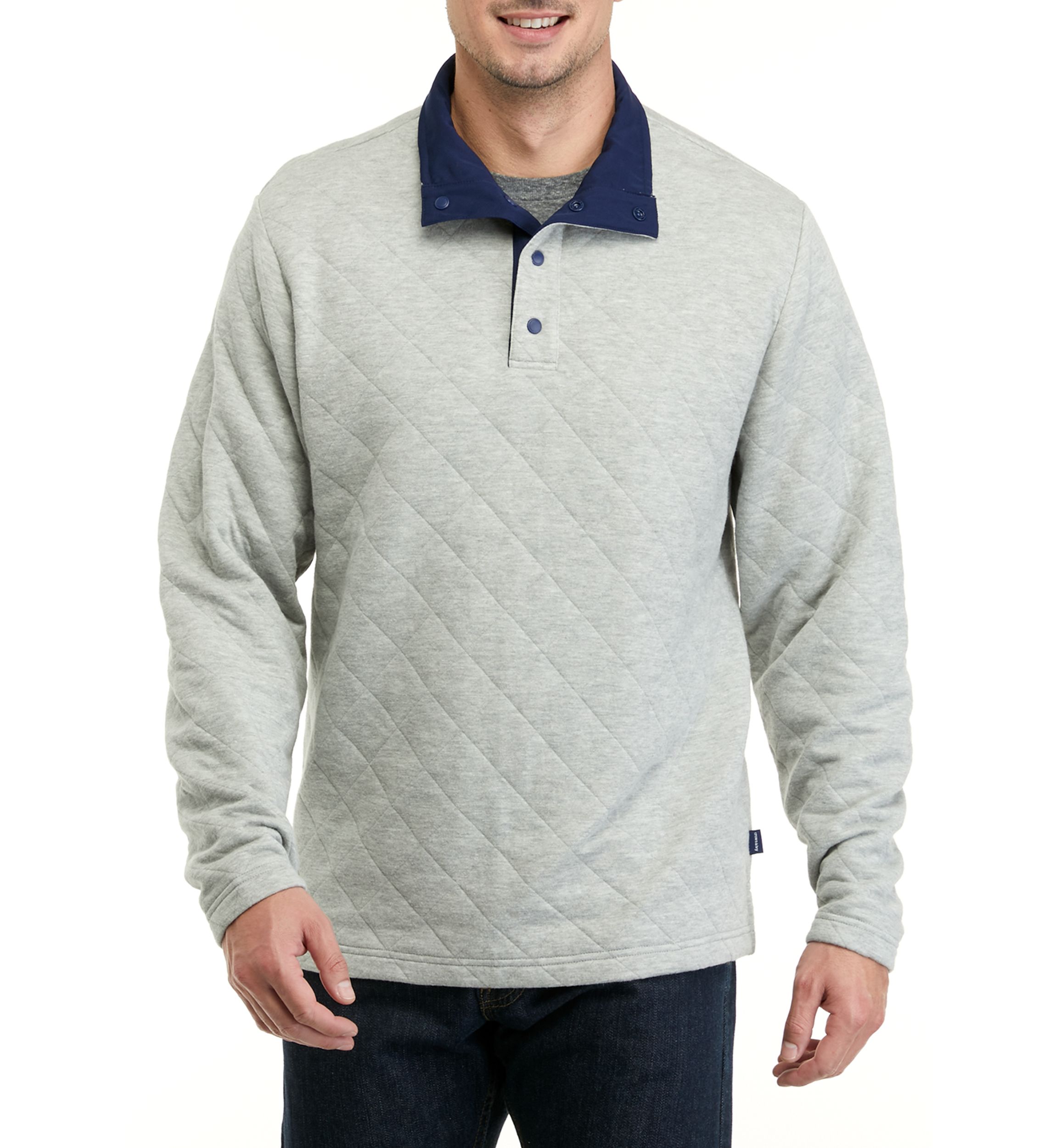 Quilted Stand Collar Pullover