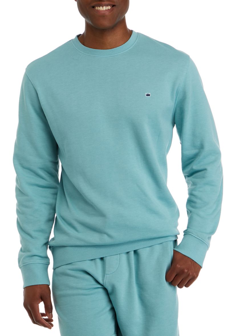 Mens Washed Fleece Crew Neck Pullover 