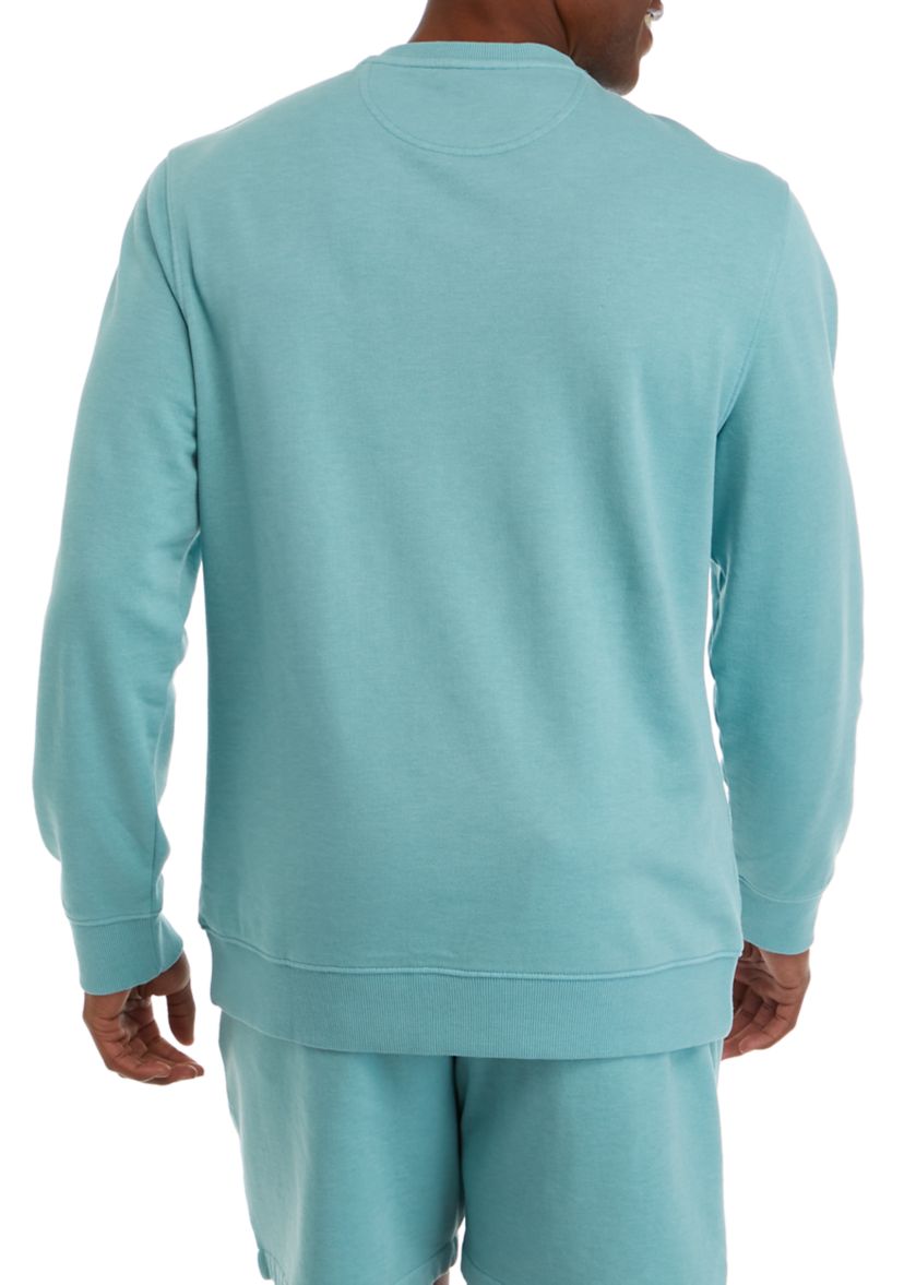 Mens Washed Fleece Crew Neck Pullover 