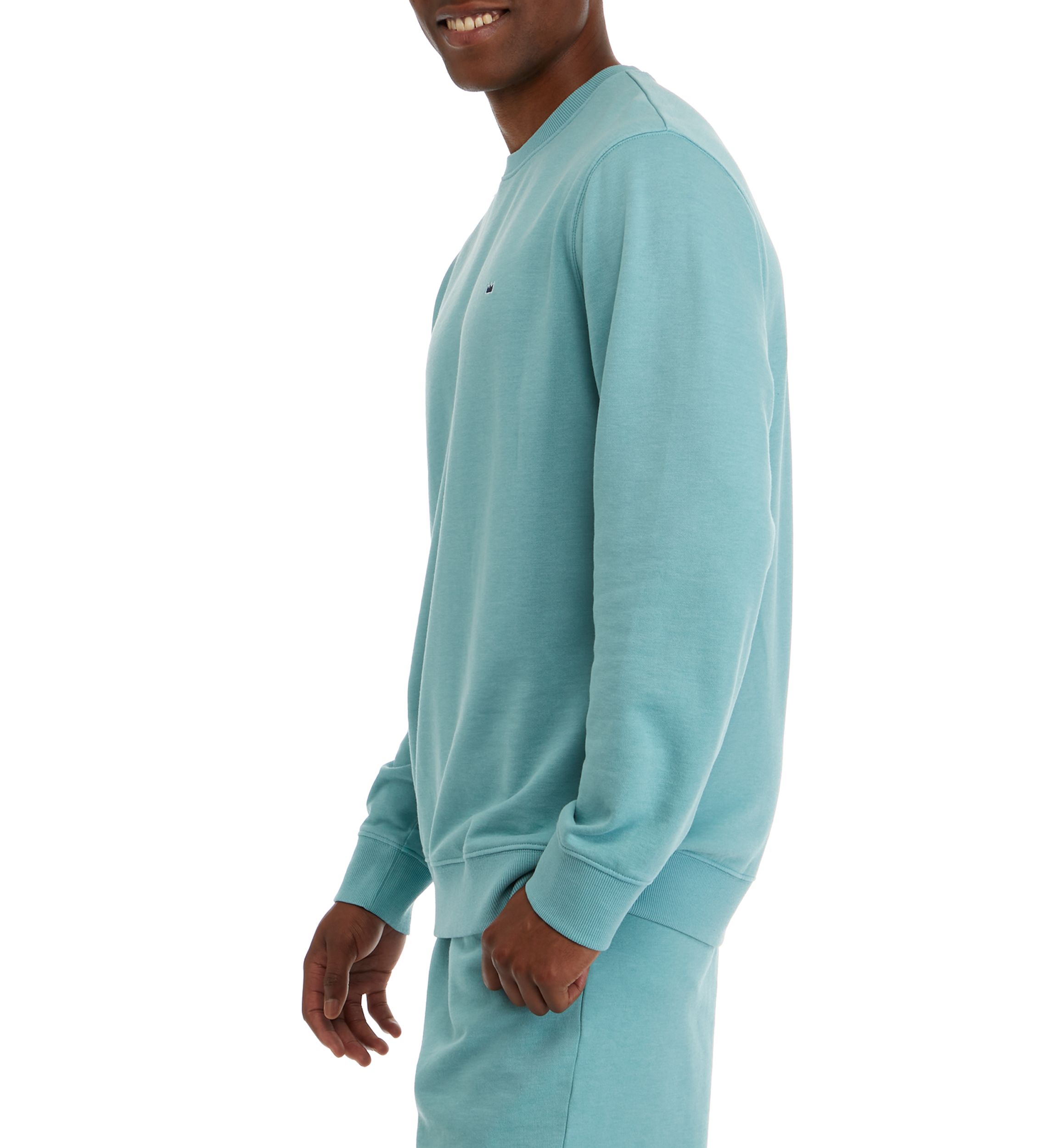 Mens Washed Fleece Crew Neck Pullover 