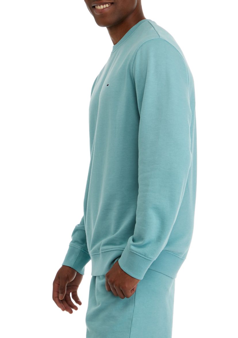 Mens Washed Fleece Crew Neck Pullover 