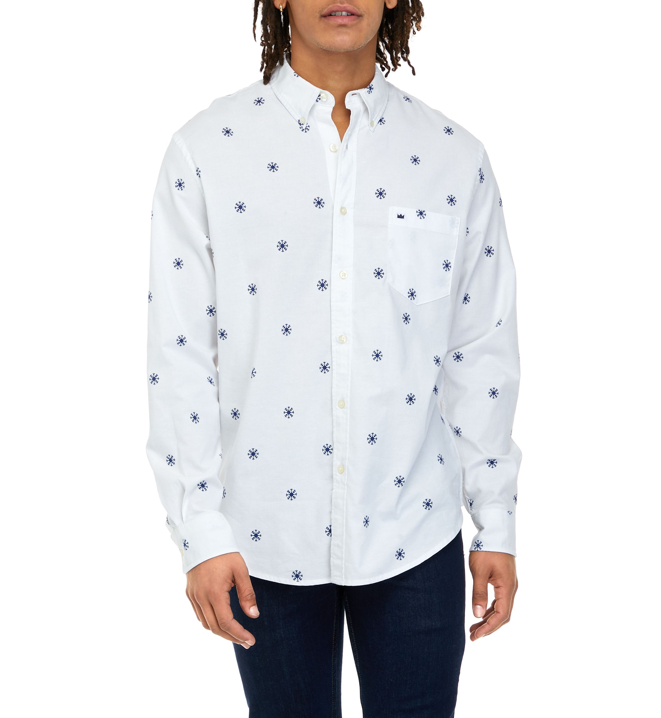 Long Sleeve Woven Printed Oxford Shirt