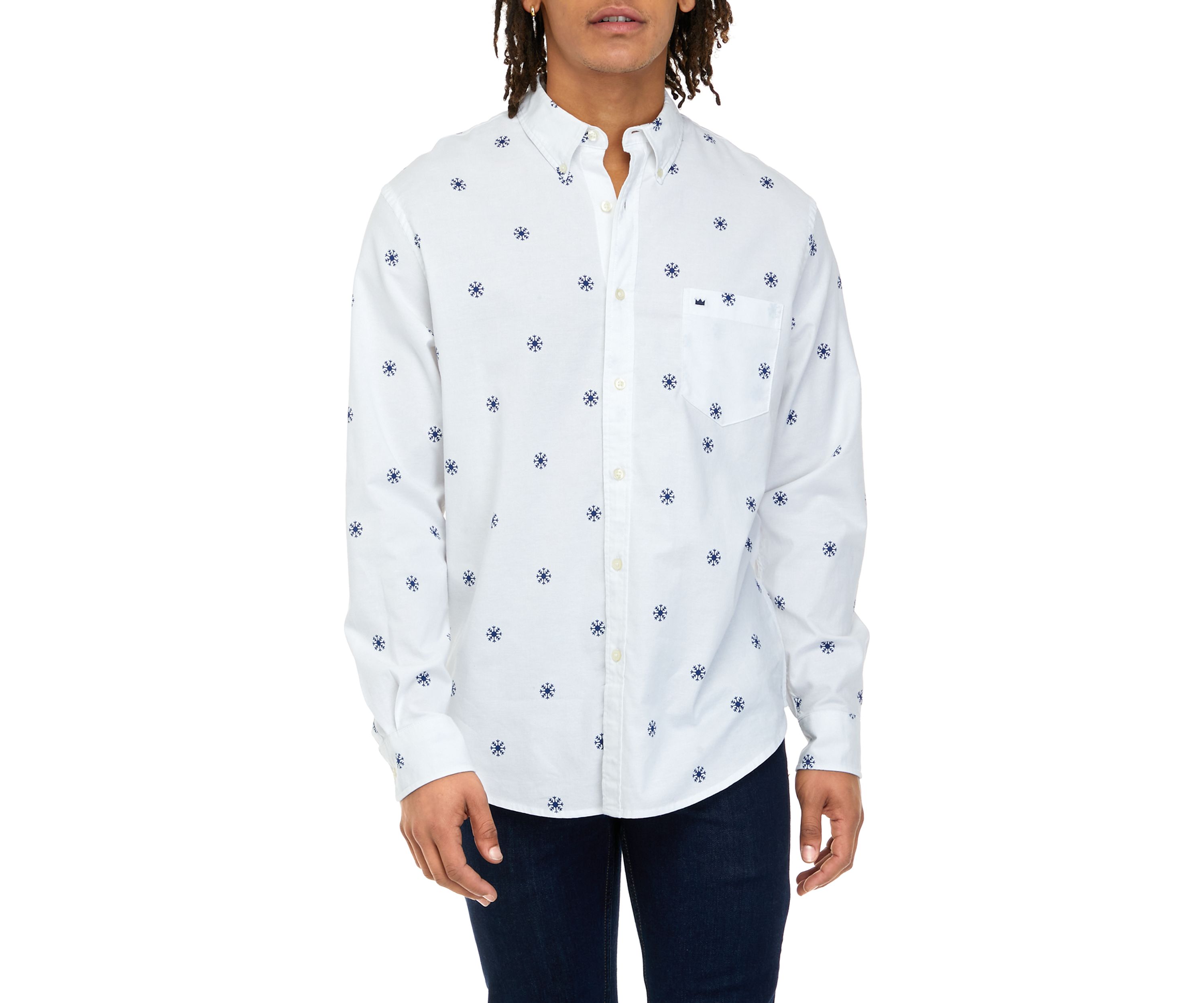 Long Sleeve Woven Printed Oxford Shirt