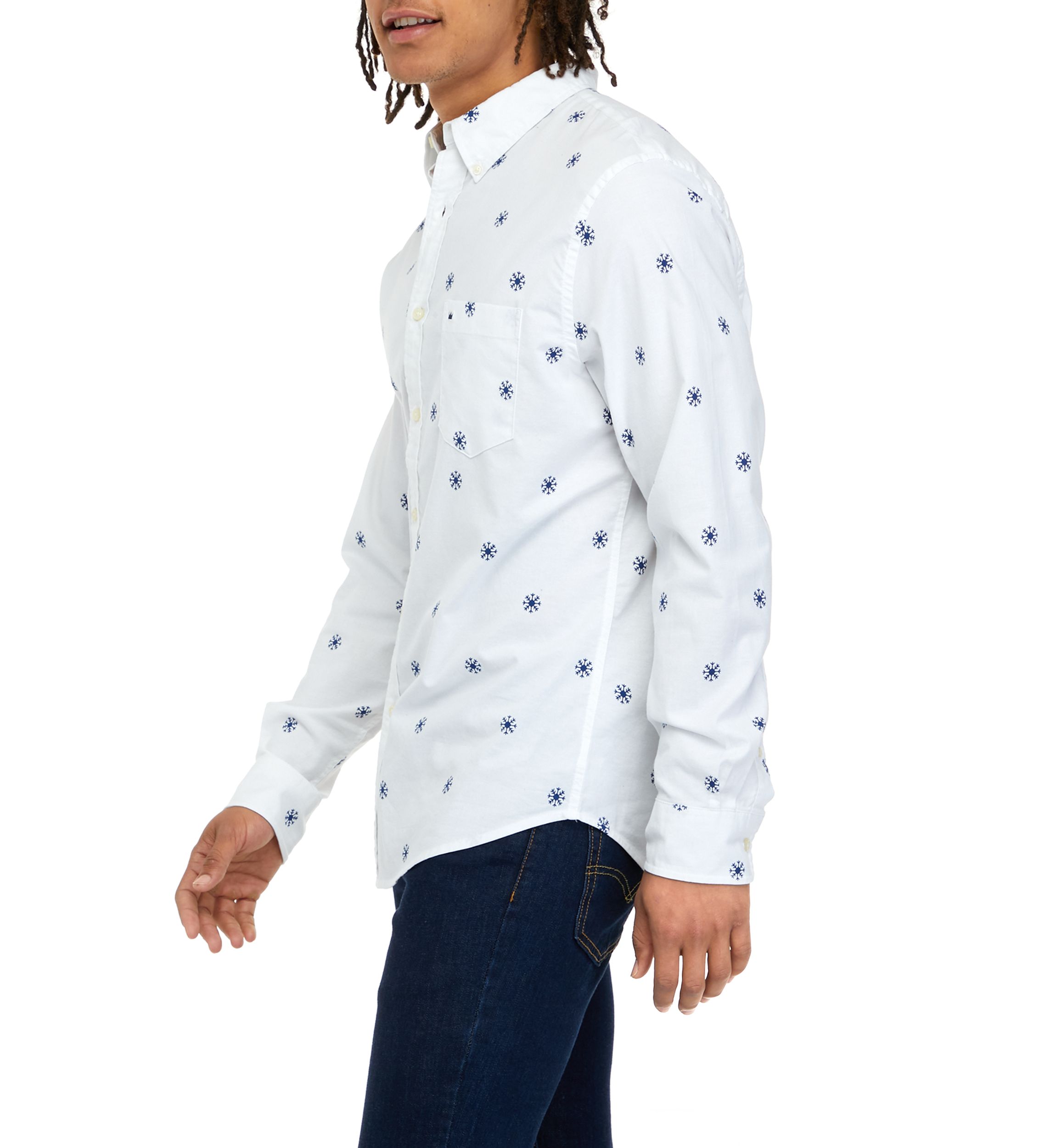 Long Sleeve Woven Printed Oxford Shirt