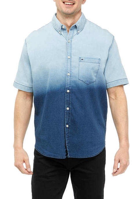 Crown & Ivy™ Short Sleeve Ombr&eacute; Collared Shirt