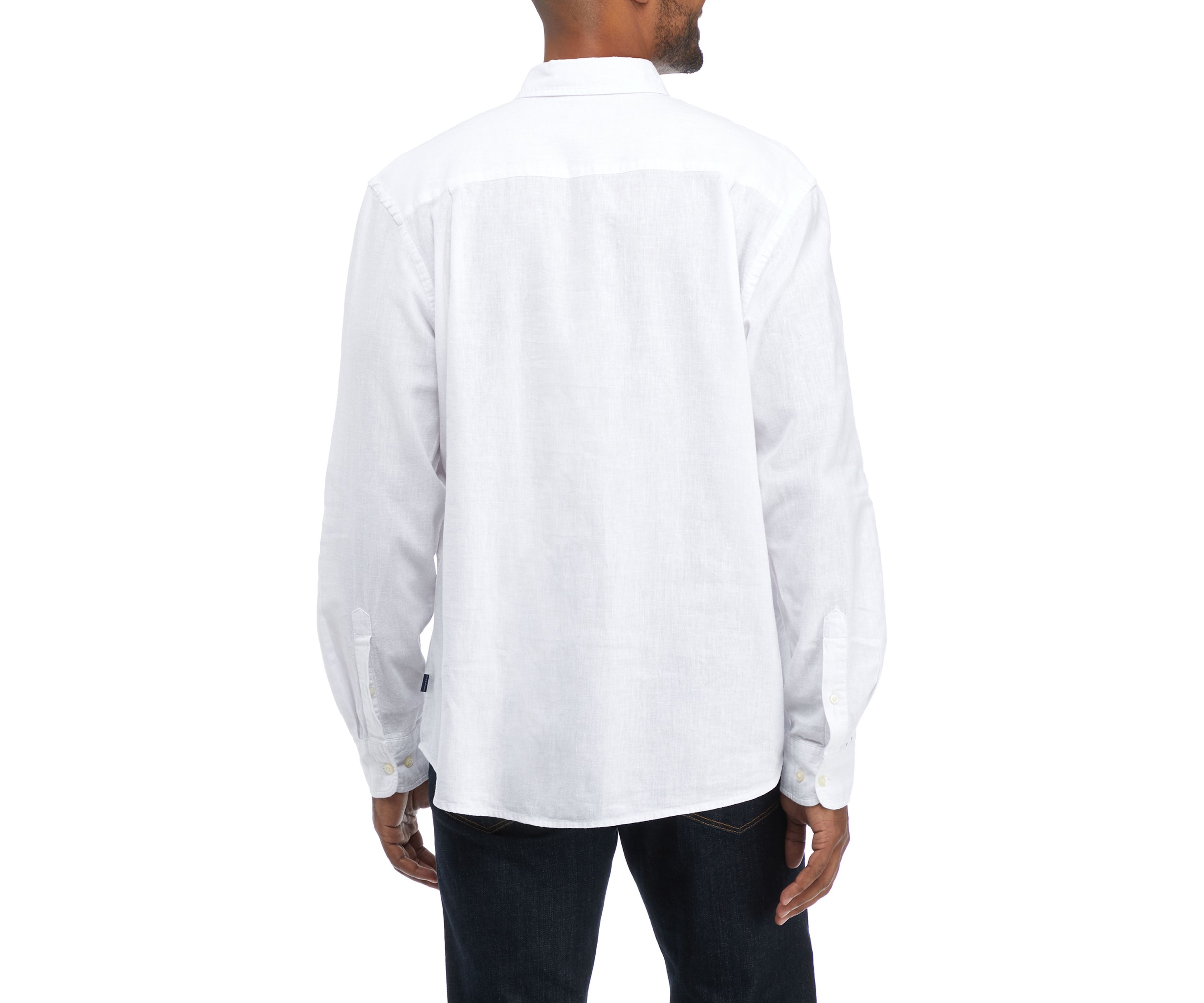 Long Sleeve Woven Linen Cotton Button Up Shirt 