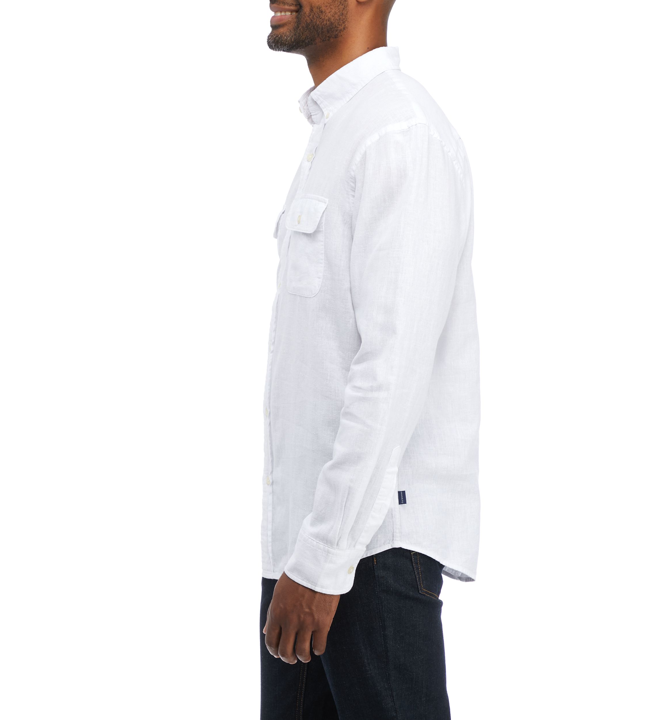 Long Sleeve Woven Linen Cotton Button Up Shirt 