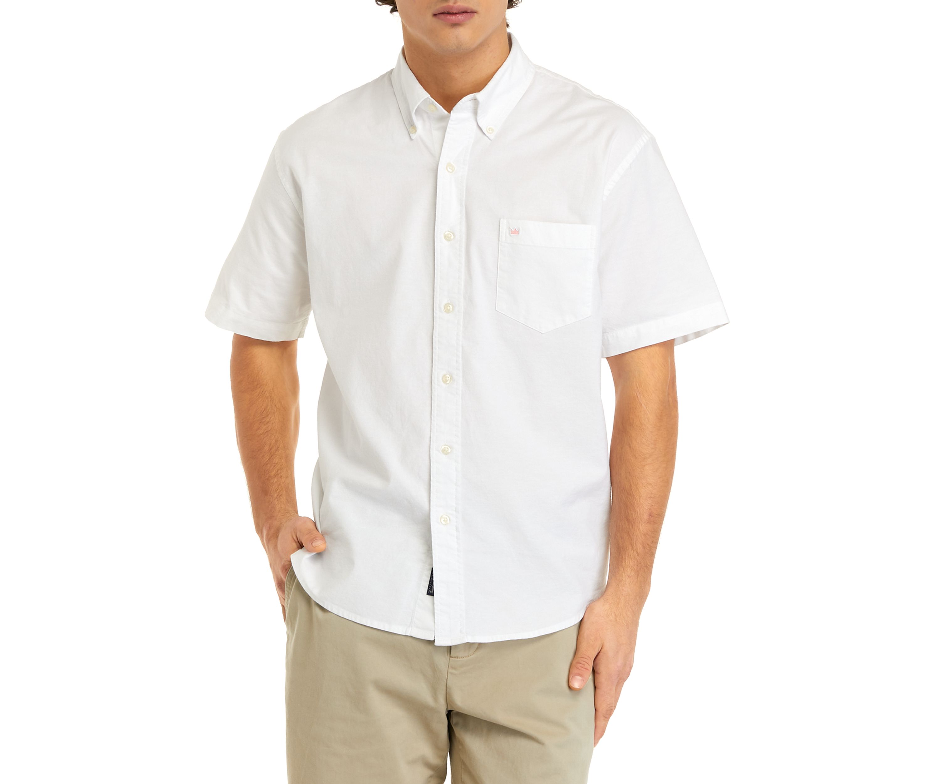 Mens Short Sleeve Woven Oxford Button Down Shirt