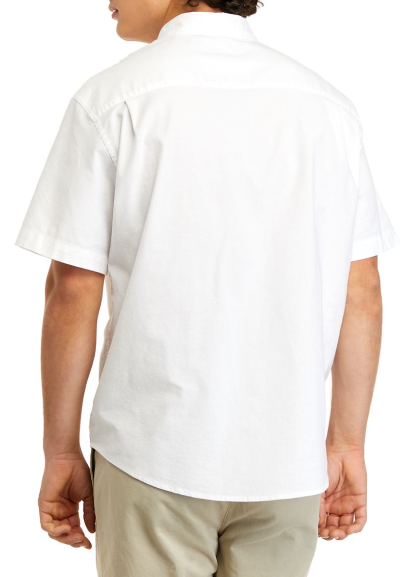 Mens Short Sleeve Woven Oxford Button Down Shirt