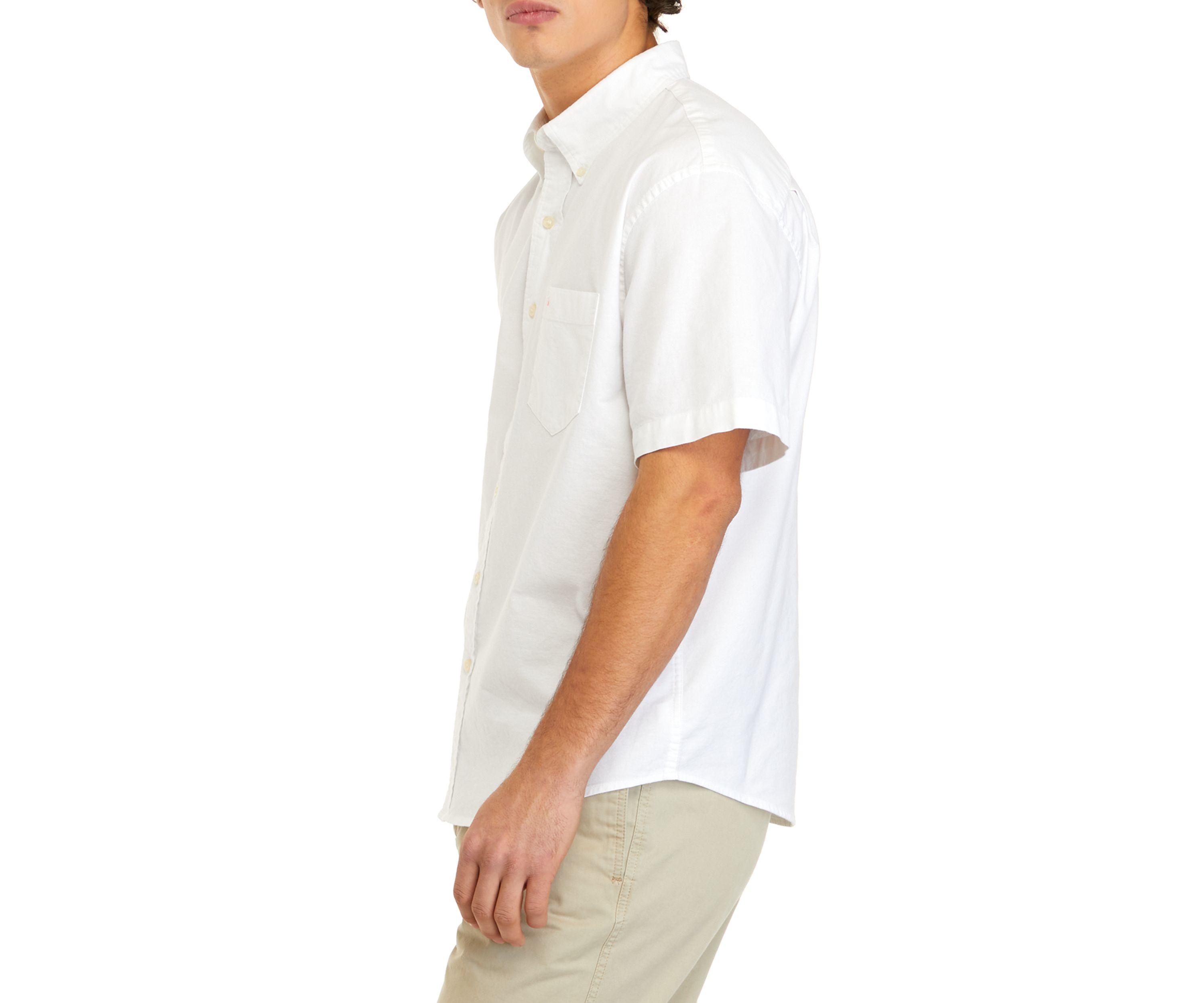 Mens Short Sleeve Woven Oxford Button Down Shirt