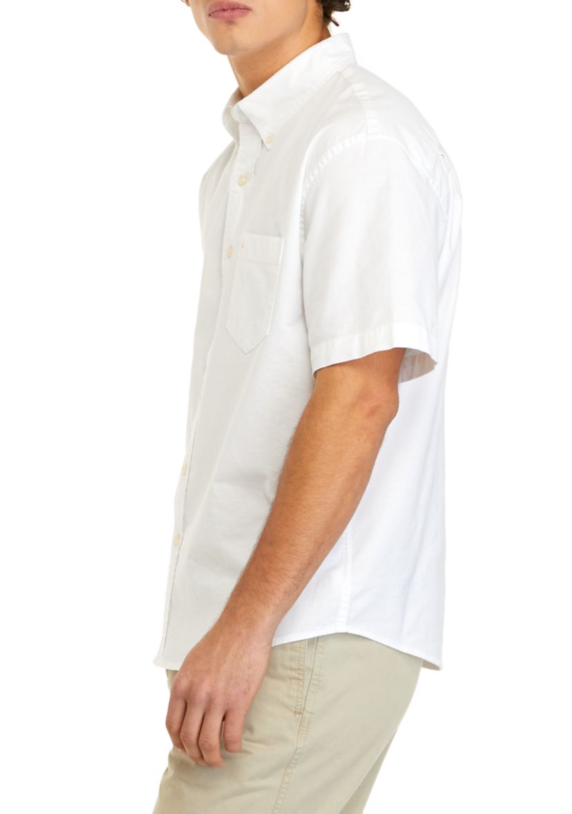 Mens Short Sleeve Woven Oxford Button Down Shirt