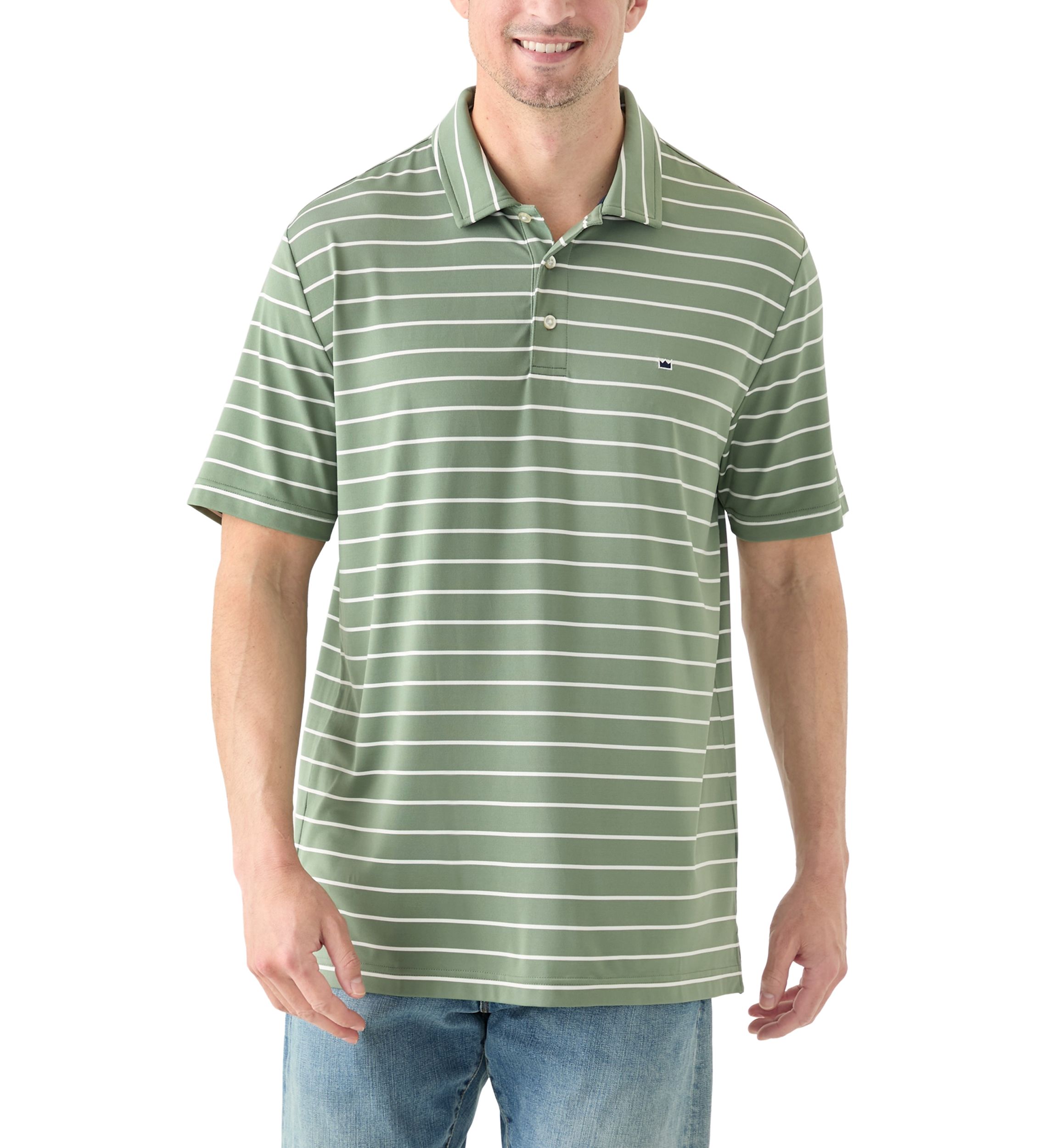 Stripe Short Sleeve Performance Polo Shirt