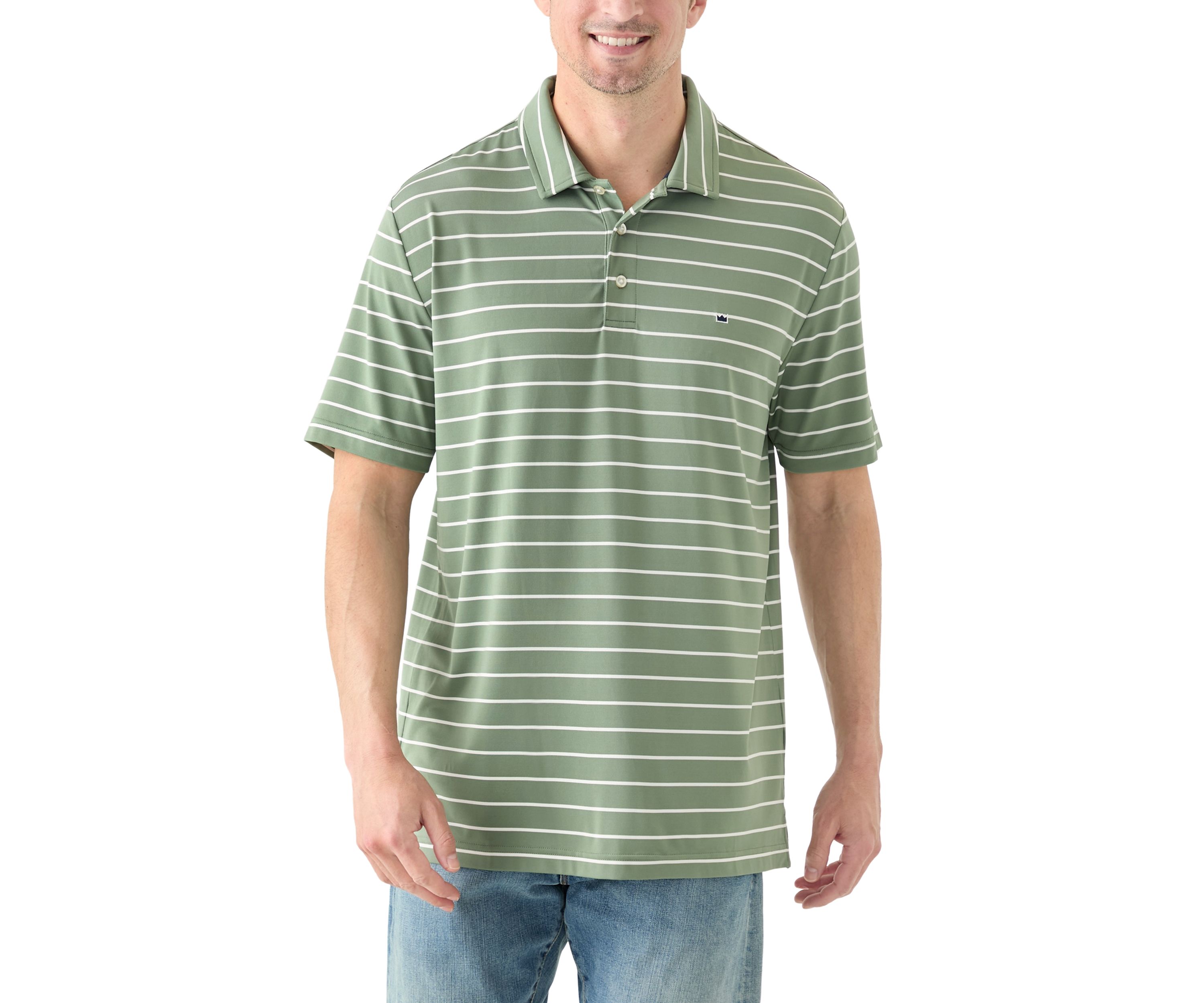 Stripe Short Sleeve Performance Polo Shirt