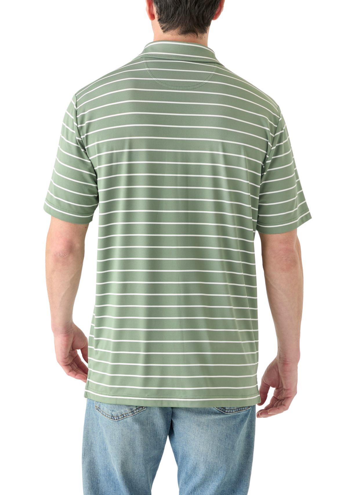 Stripe Short Sleeve Performance Polo Shirt