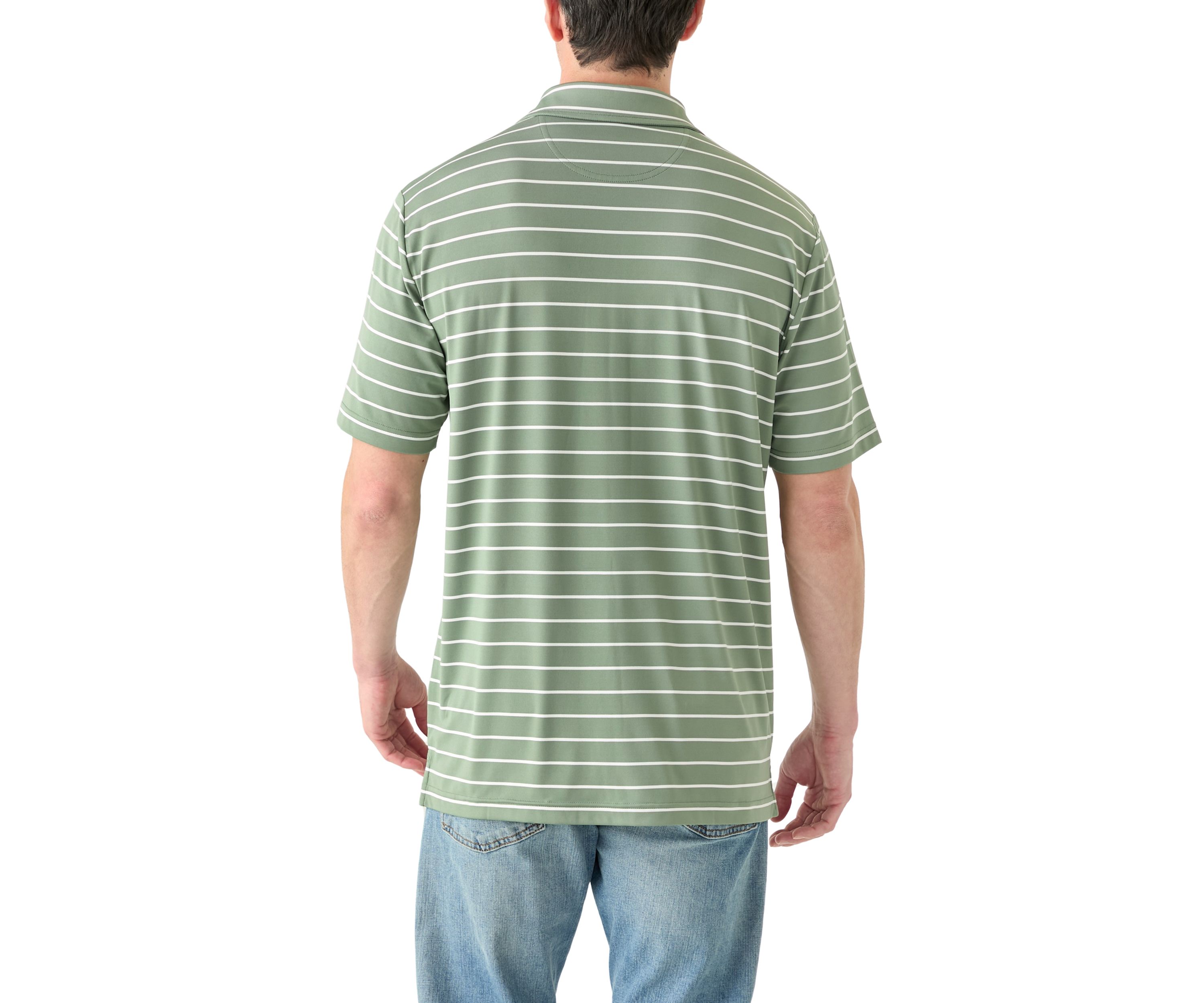 Stripe Short Sleeve Performance Polo Shirt