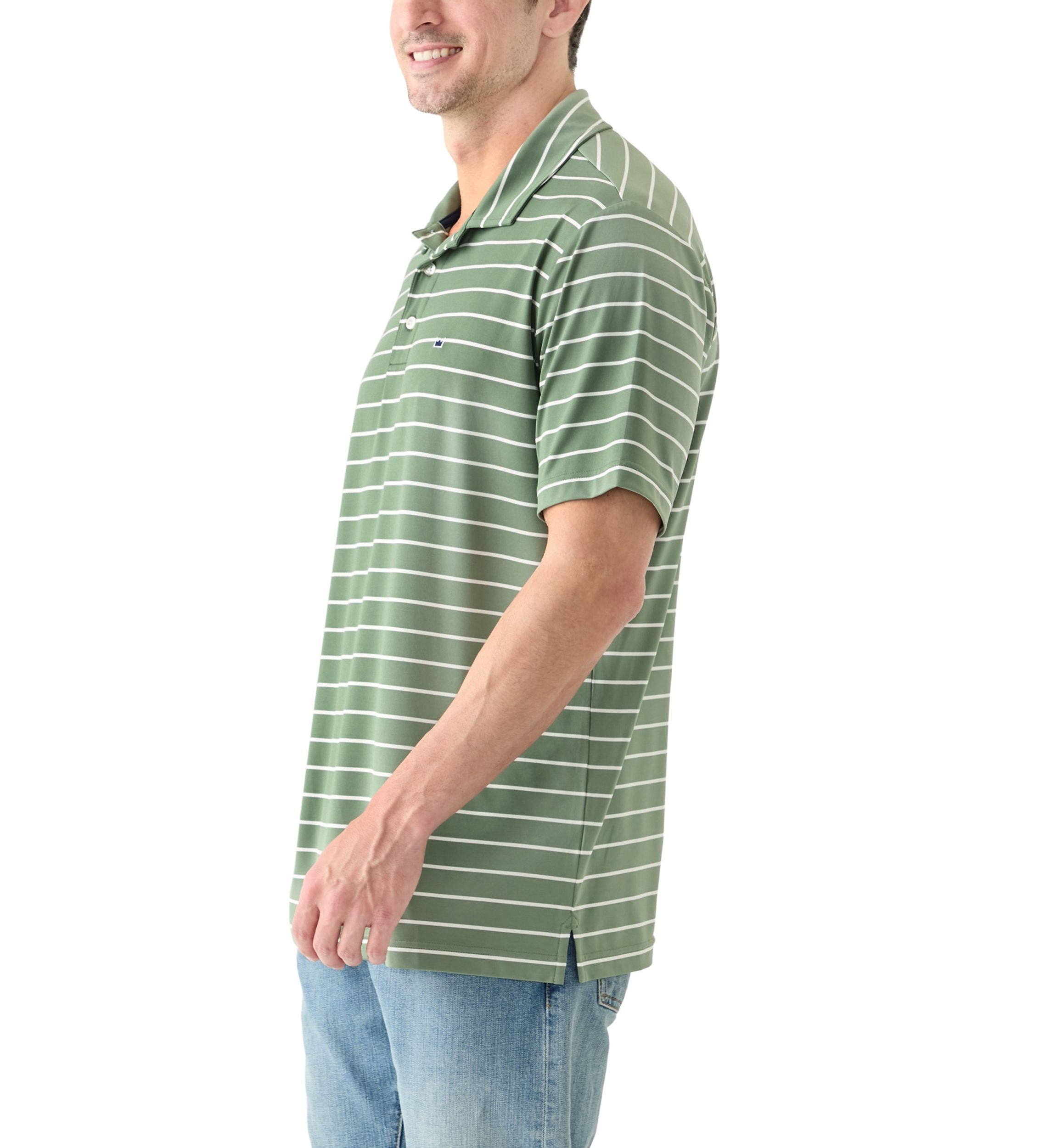 Stripe Short Sleeve Performance Polo Shirt