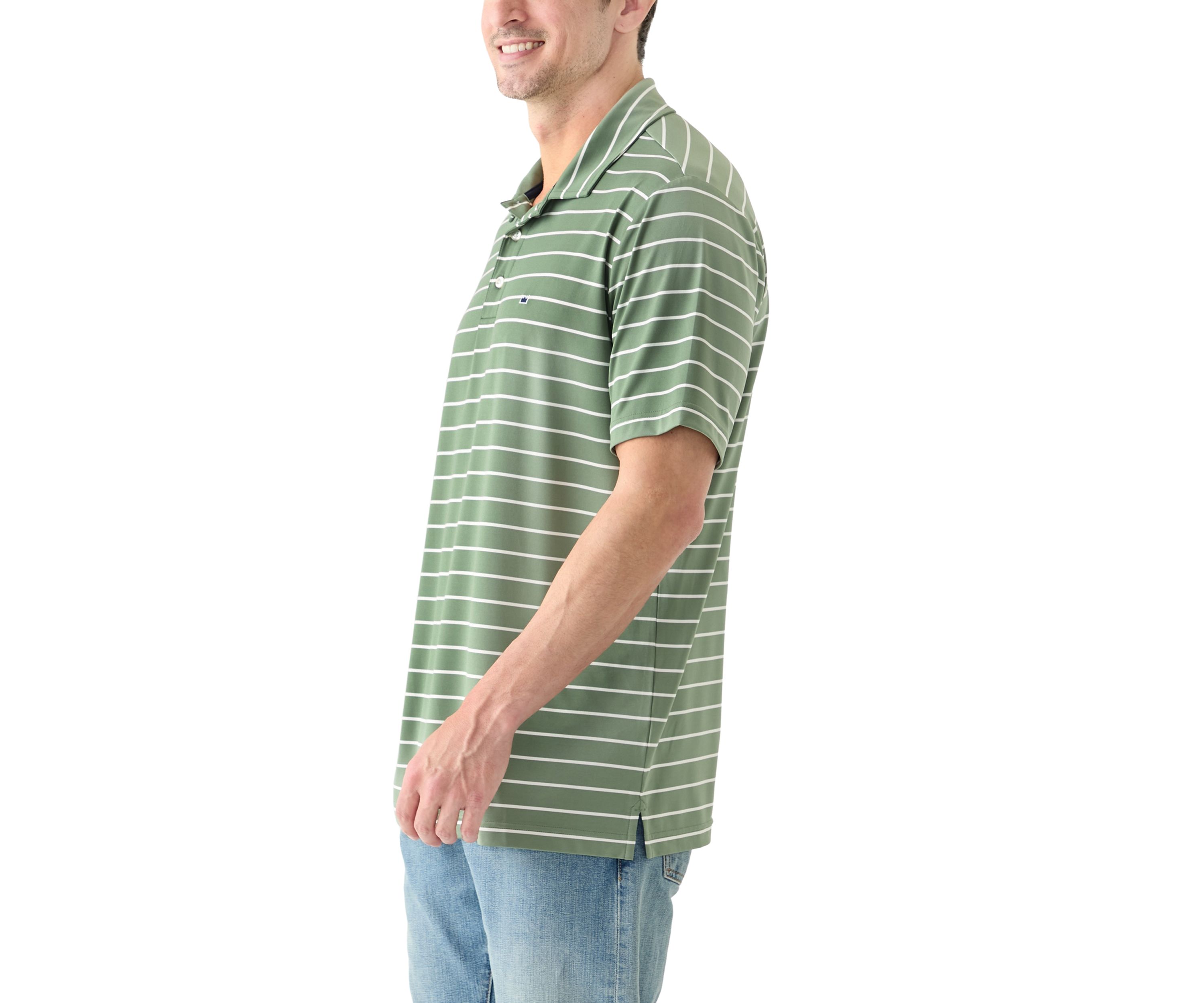 Stripe Short Sleeve Performance Polo Shirt