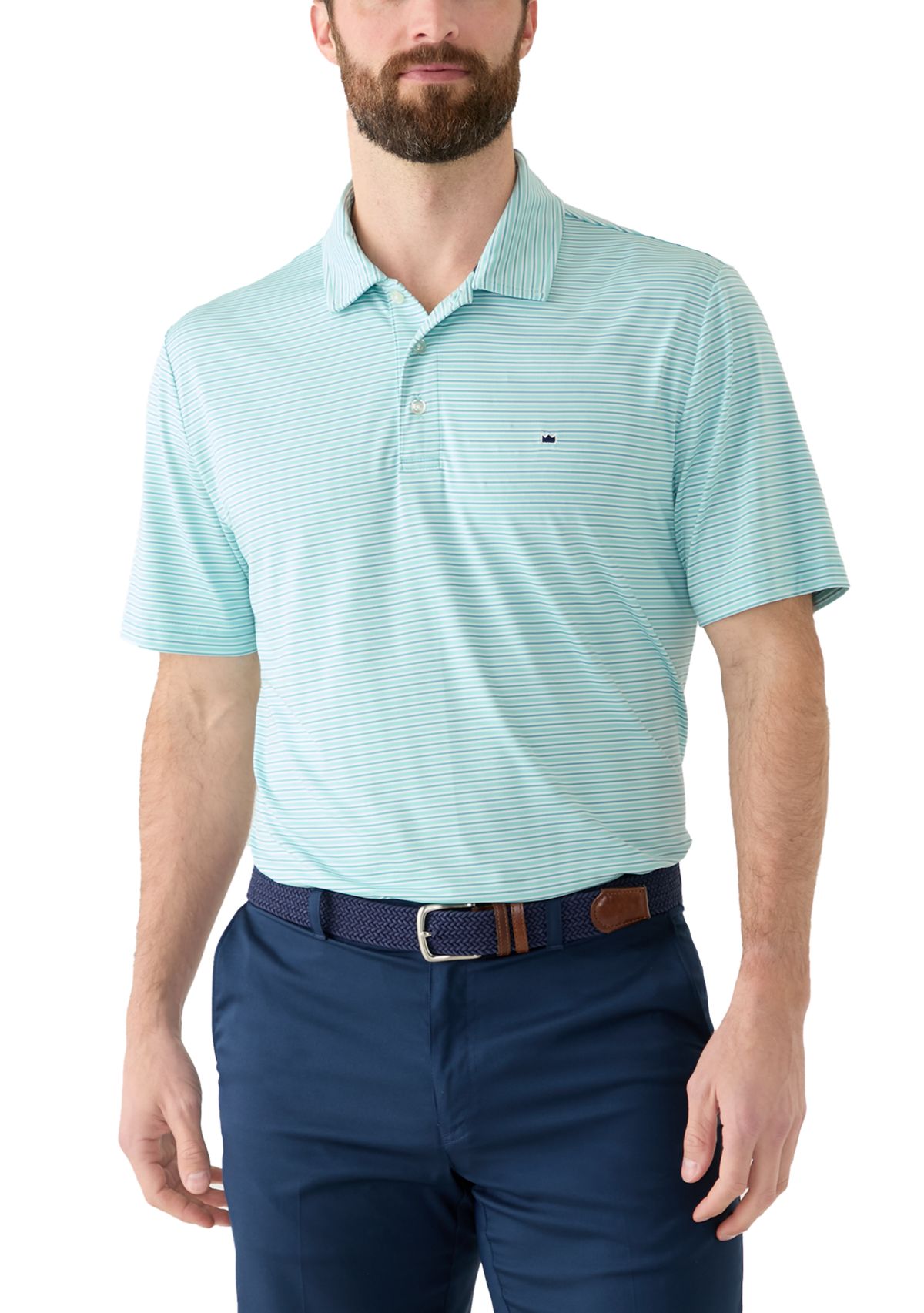 Stripe Performance Short Sleeve Polo Shirt