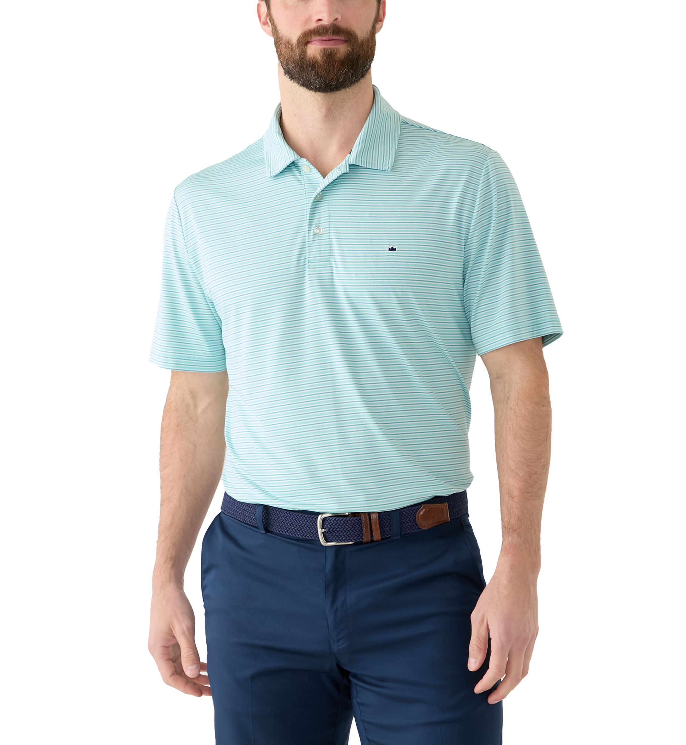 Stripe Performance Short Sleeve Polo Shirt