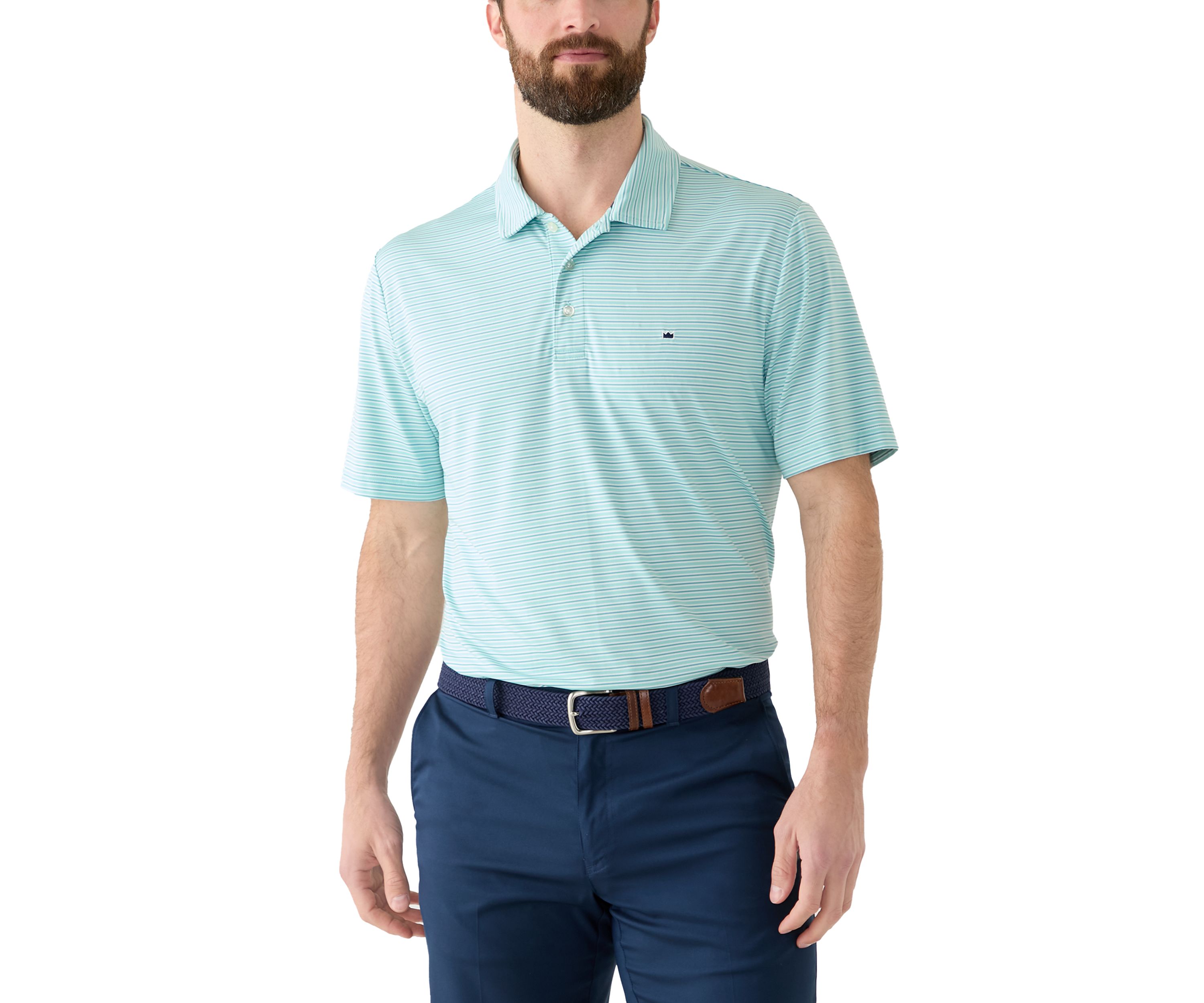 Stripe Performance Short Sleeve Polo Shirt