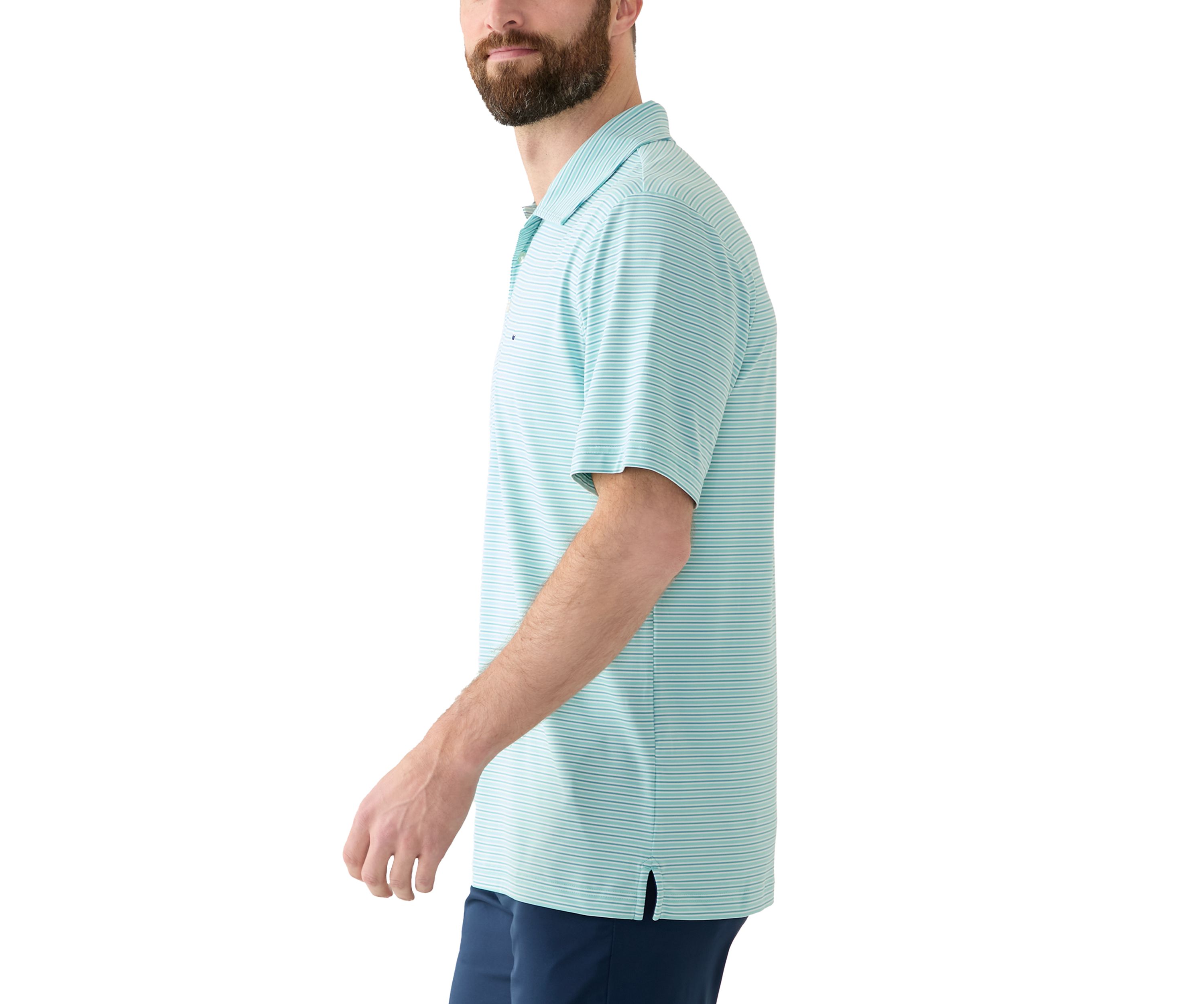 Stripe Performance Short Sleeve Polo Shirt