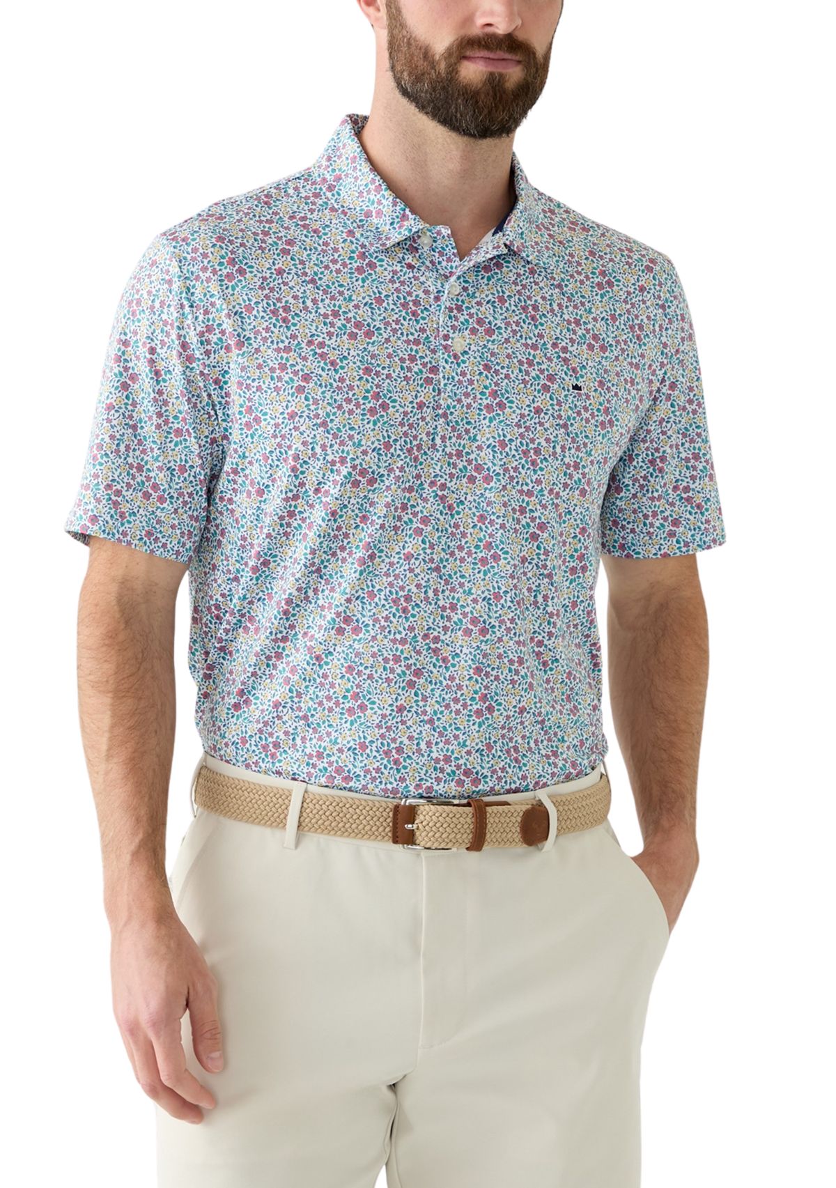 Short Sleeve Floral Printed Polo Shirt 