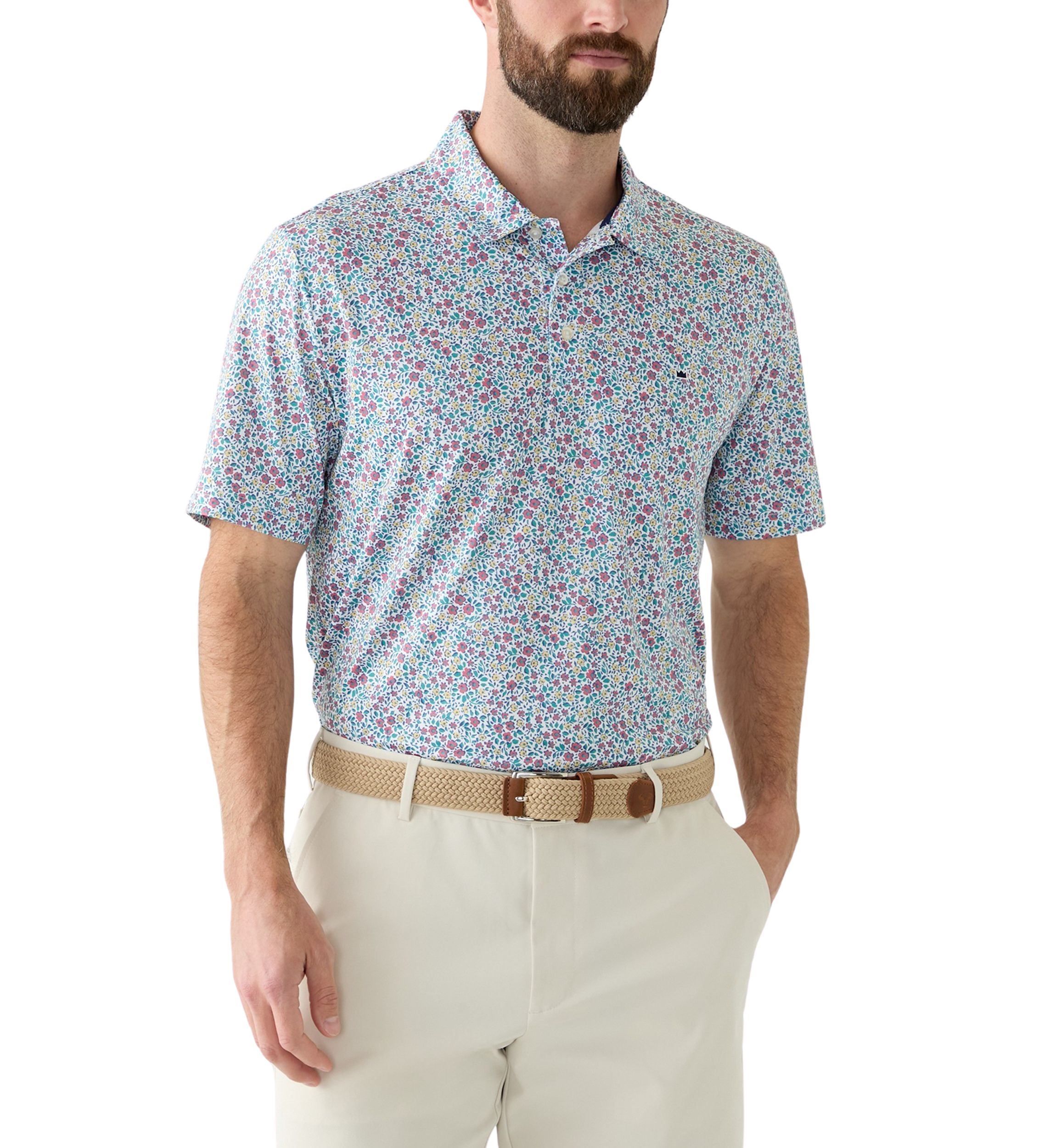 Short Sleeve Floral Printed Polo Shirt 