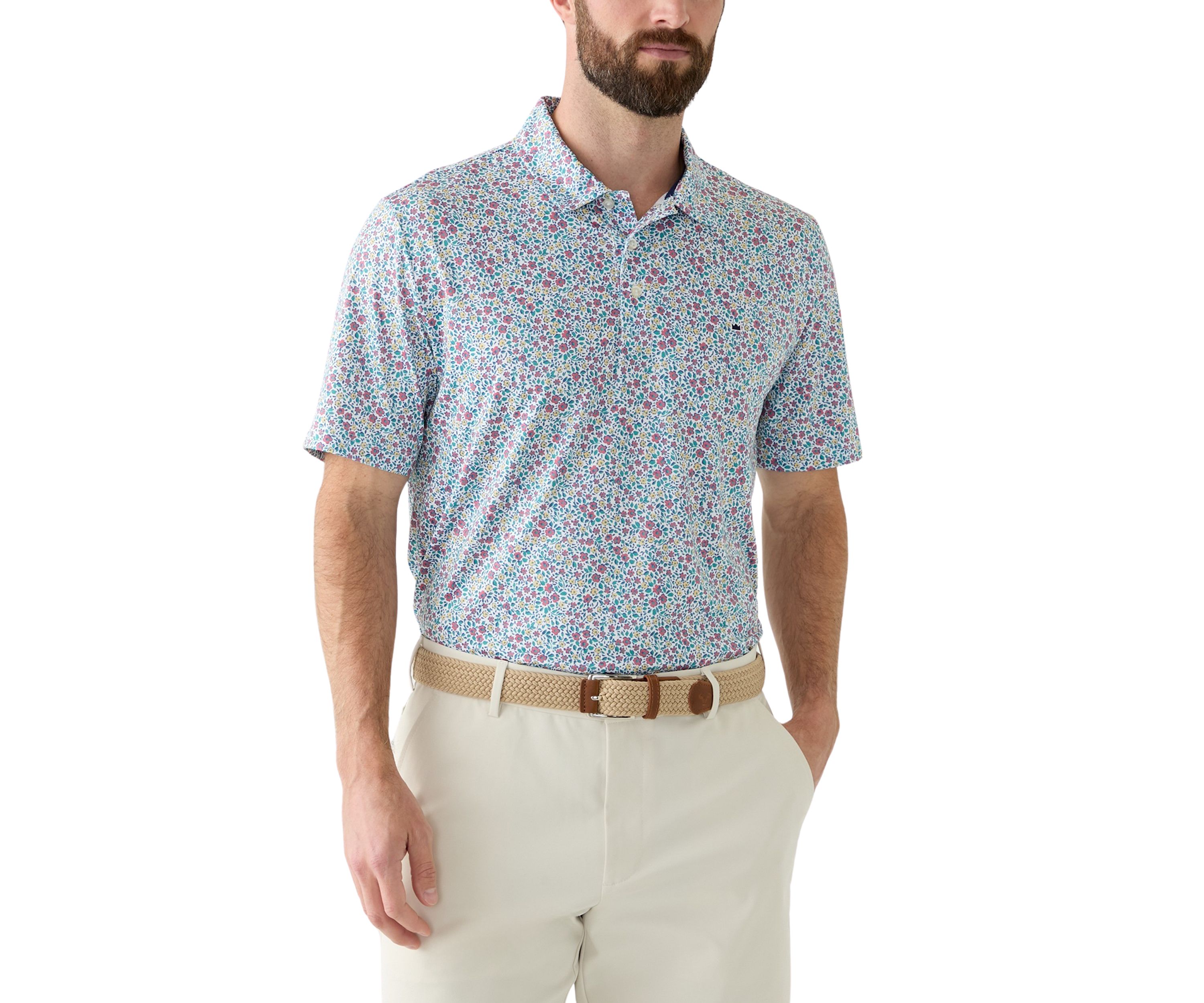 Short Sleeve Floral Printed Polo Shirt 